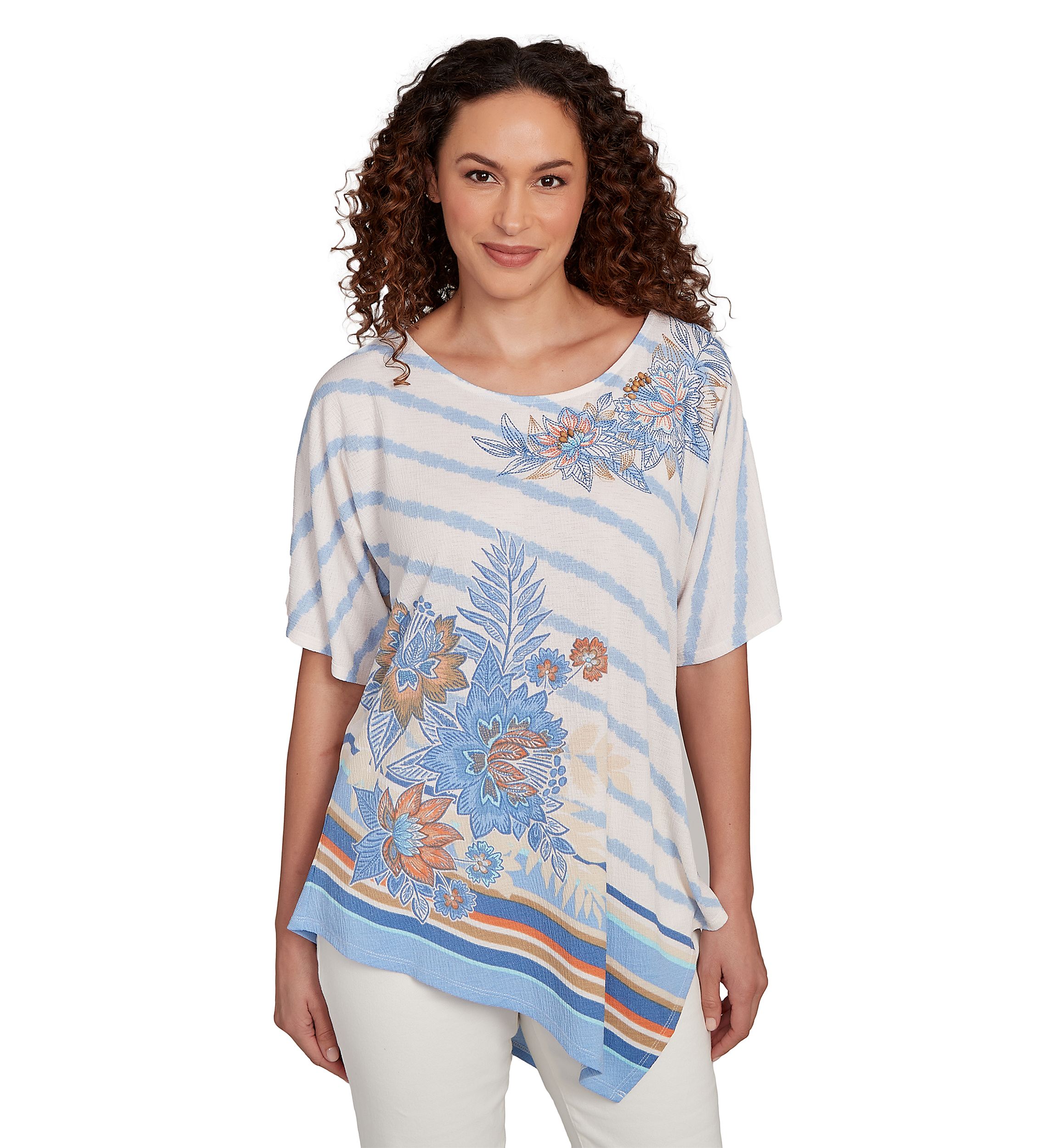 Womens Embellished Boho Stripe T-Shirt