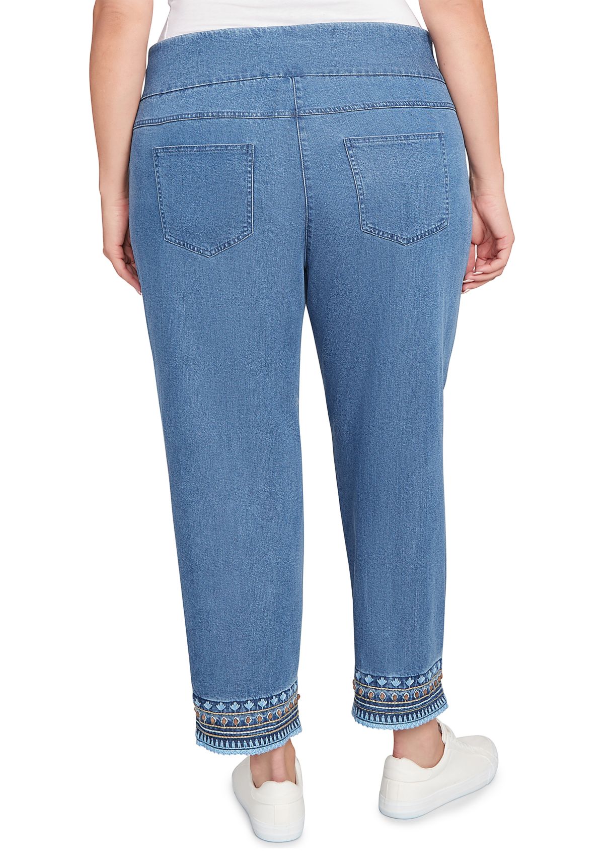 Plus Size Soft Beaded Embroidery Jeans