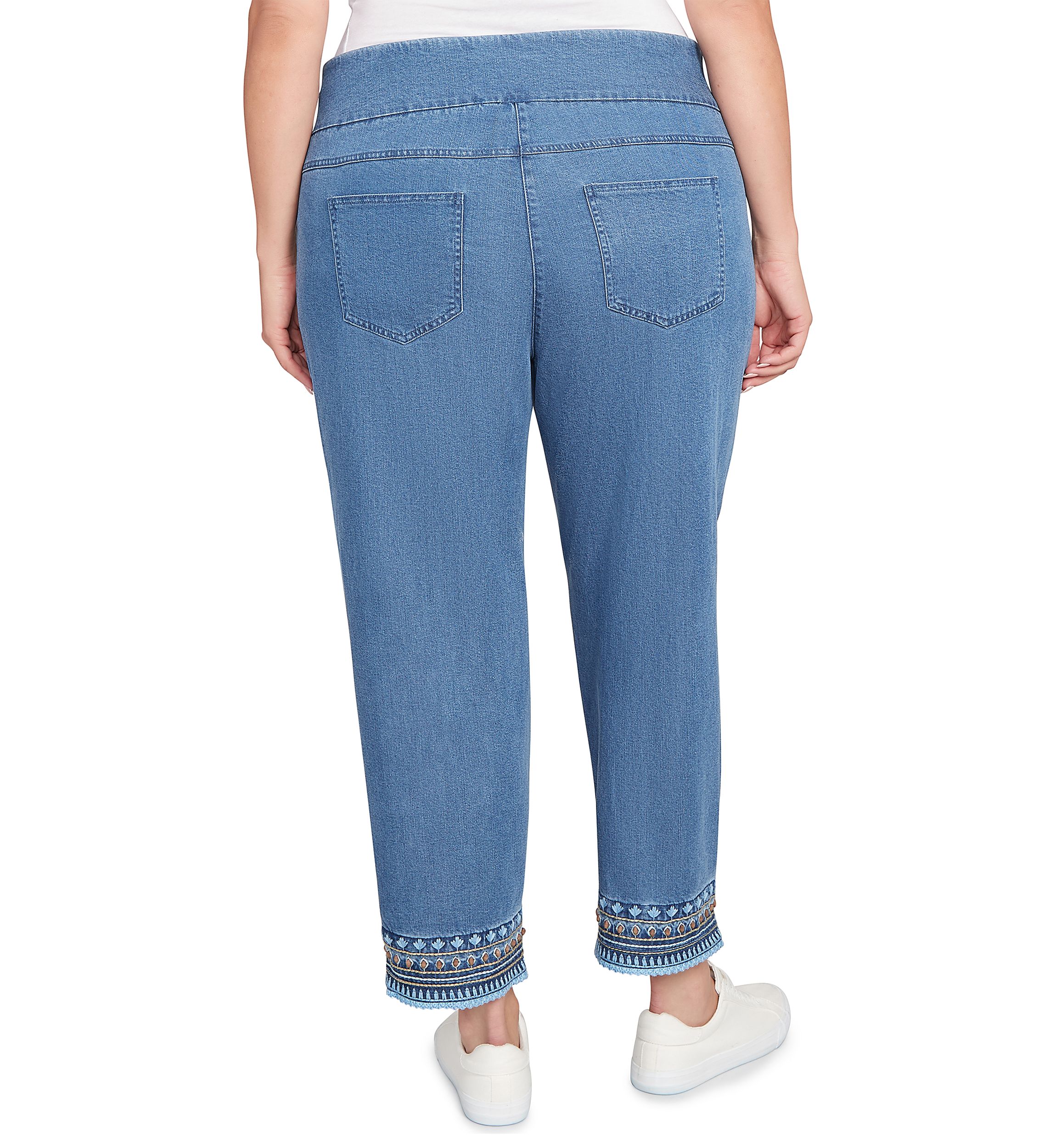 Plus Size Soft Beaded Embroidery Jeans