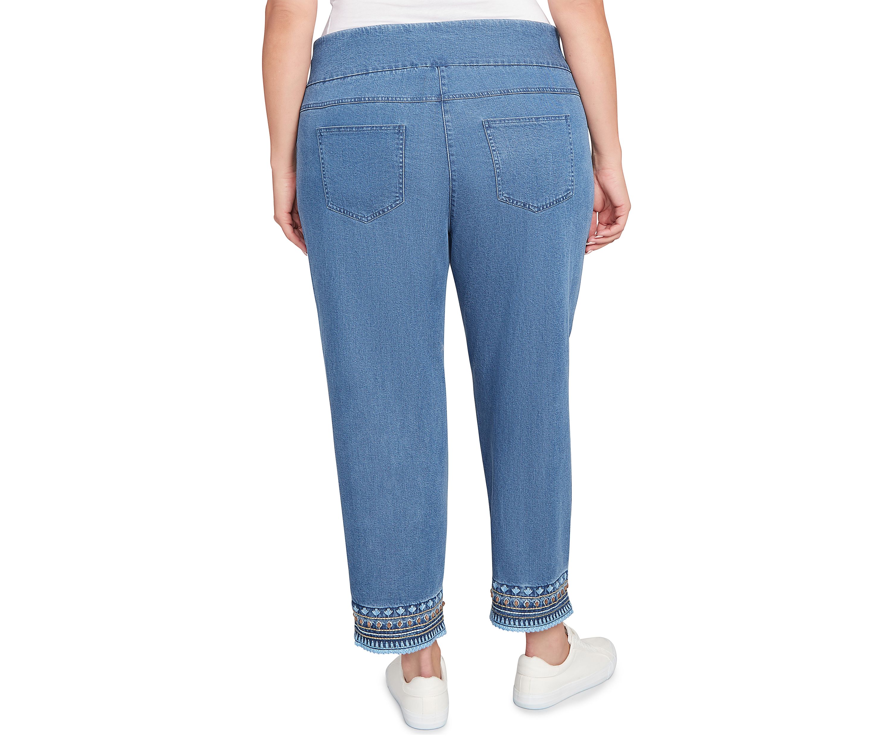Plus Size Soft Beaded Embroidery Jeans