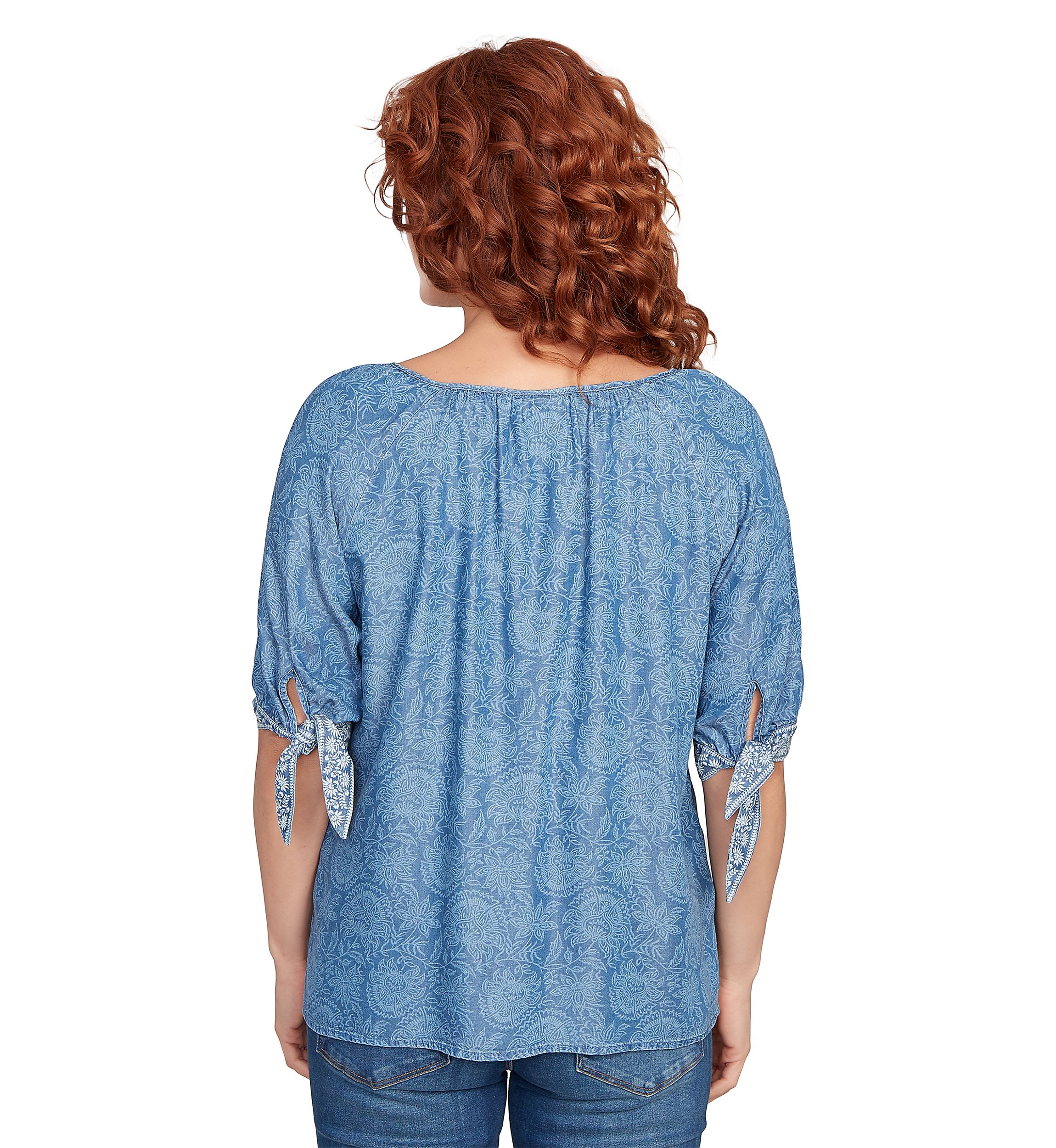 Plus Size Floral Border Super Soft Embellished T-Shirt