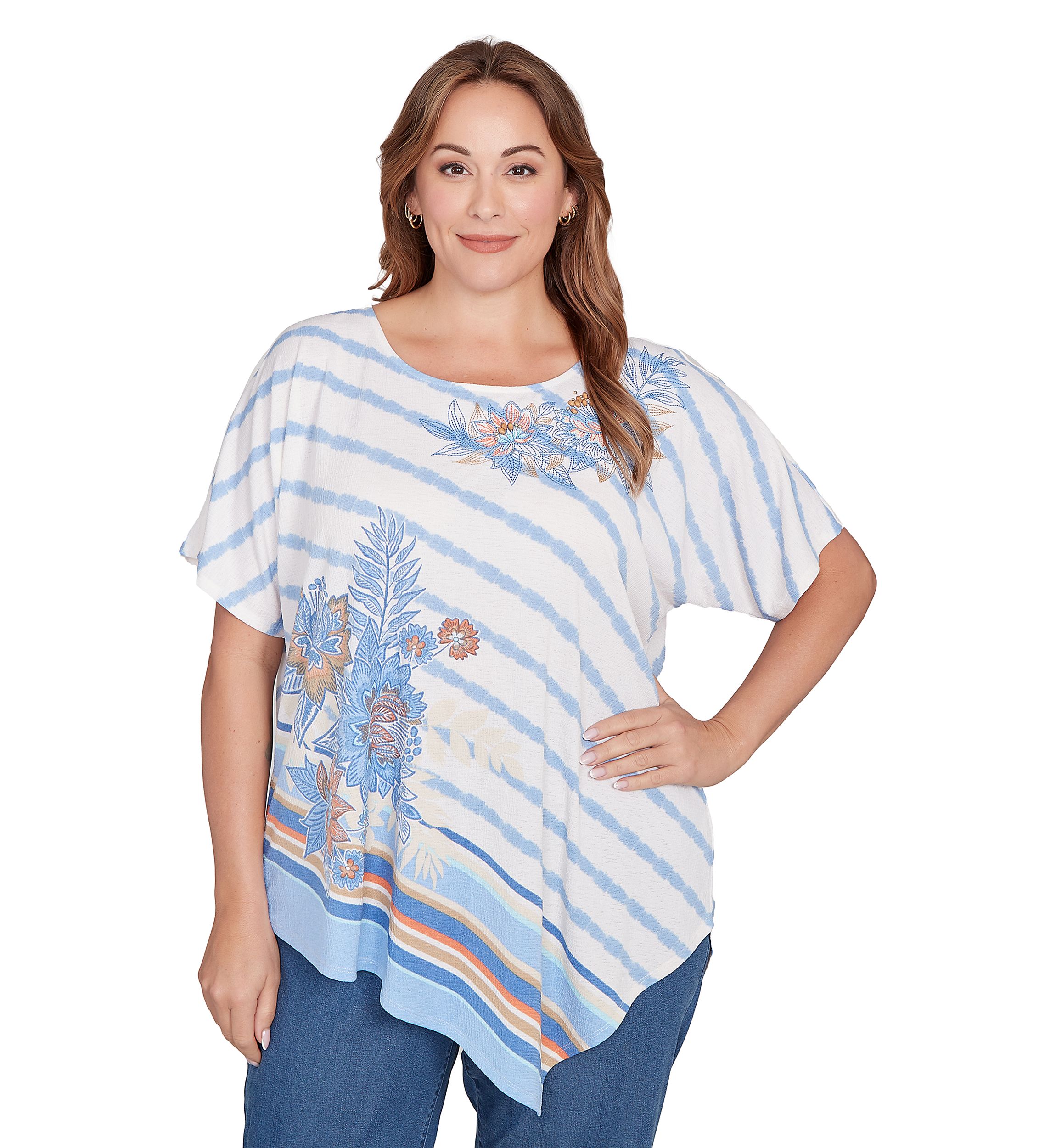Plus Size Embellished Boho Stripe T-Shirt