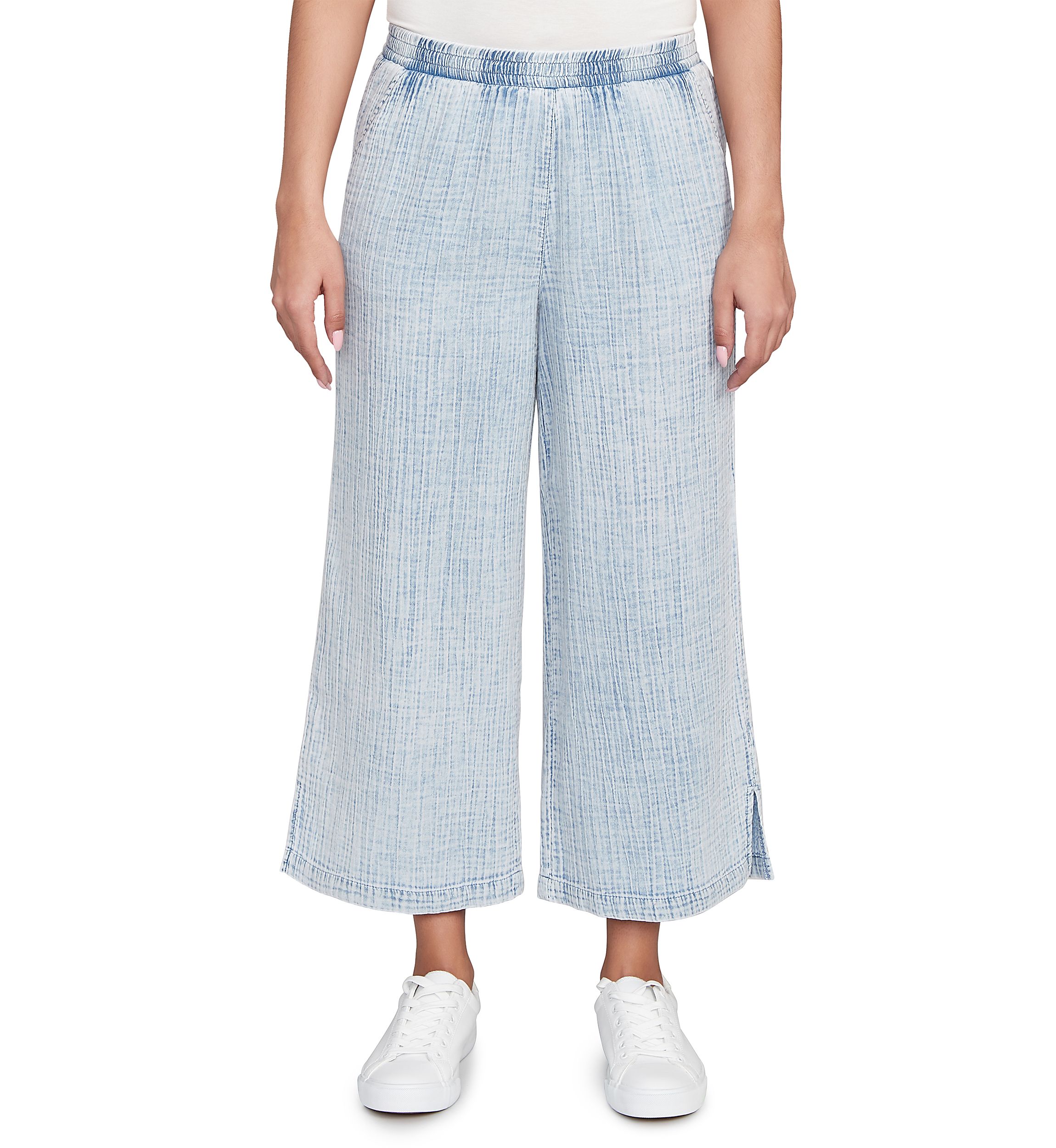 Petite Snow Washed Wide Leg Pants