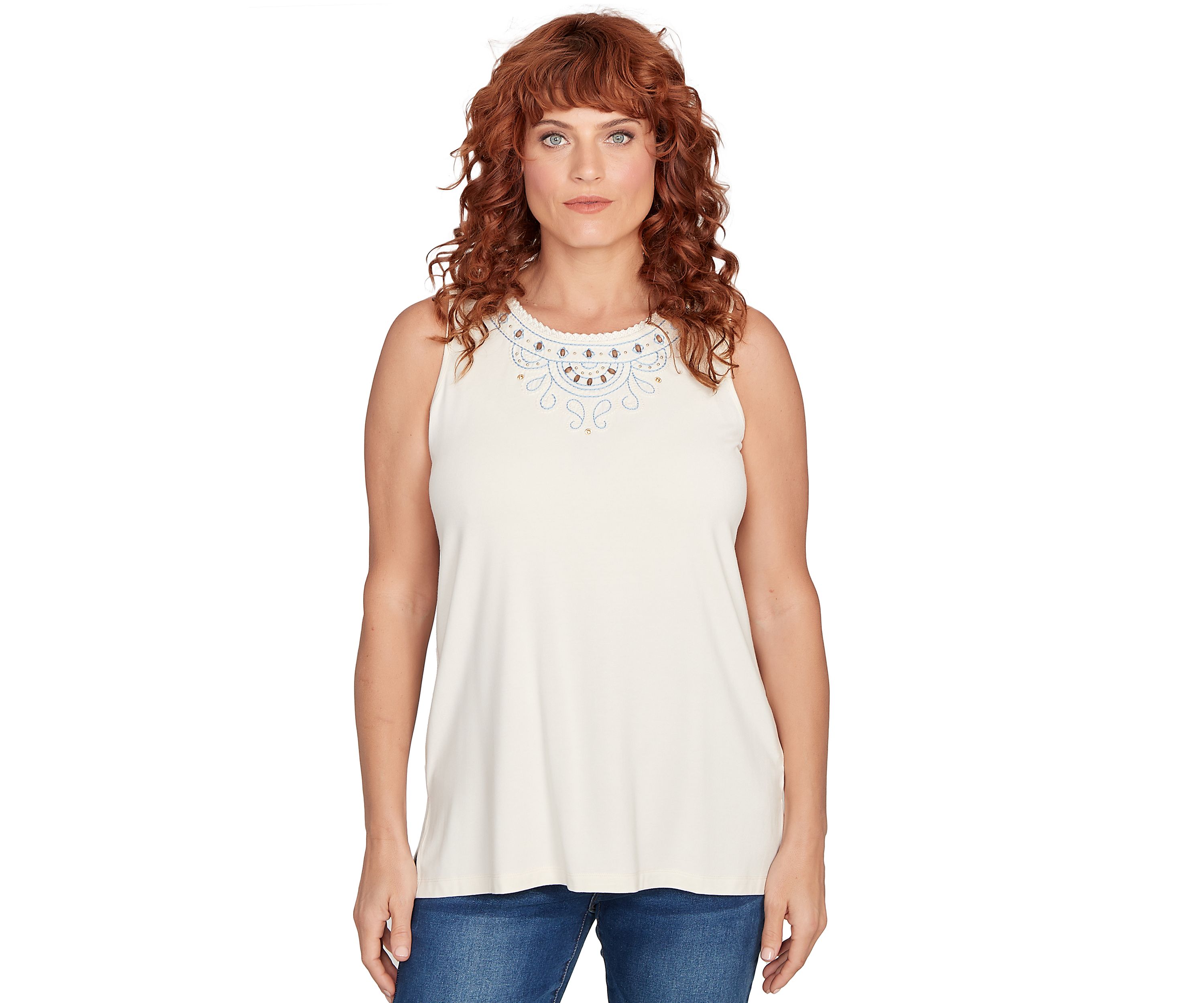 Petite Beaded Embroidery Tank Top