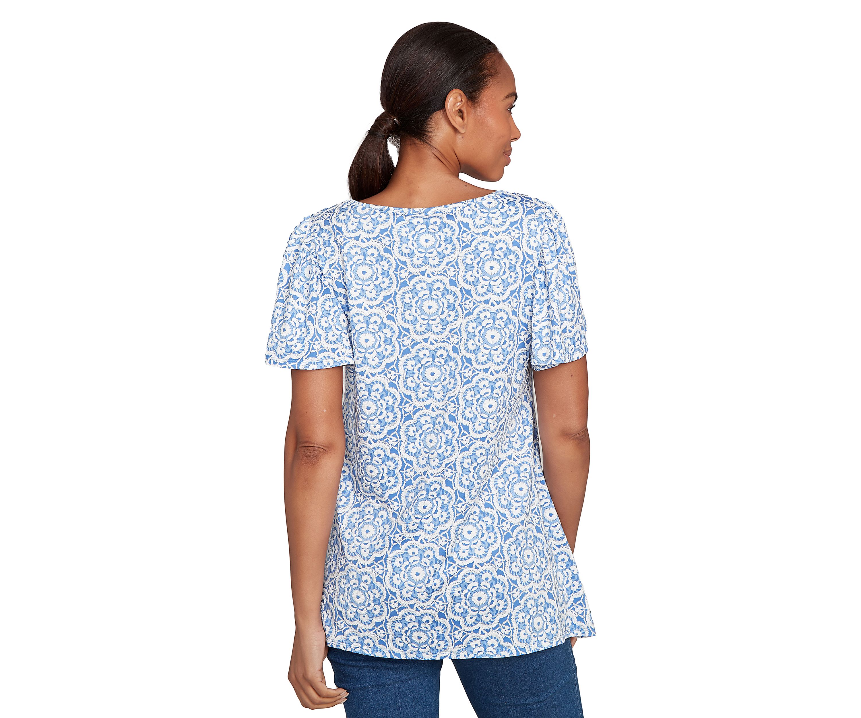 Petite Beaded Macrame Puff Print T-Shirt