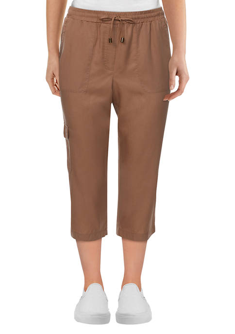 Petite Exotic Escape Light Weight Stretchy Pull-On Drawstring Tencel® Twill Capris