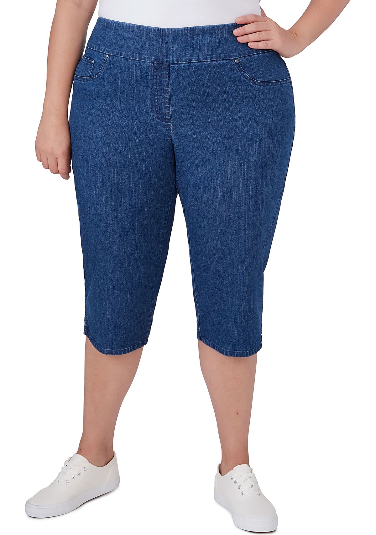 Plus Size Extra Stretch Denim Pull On Clamdigger Pants