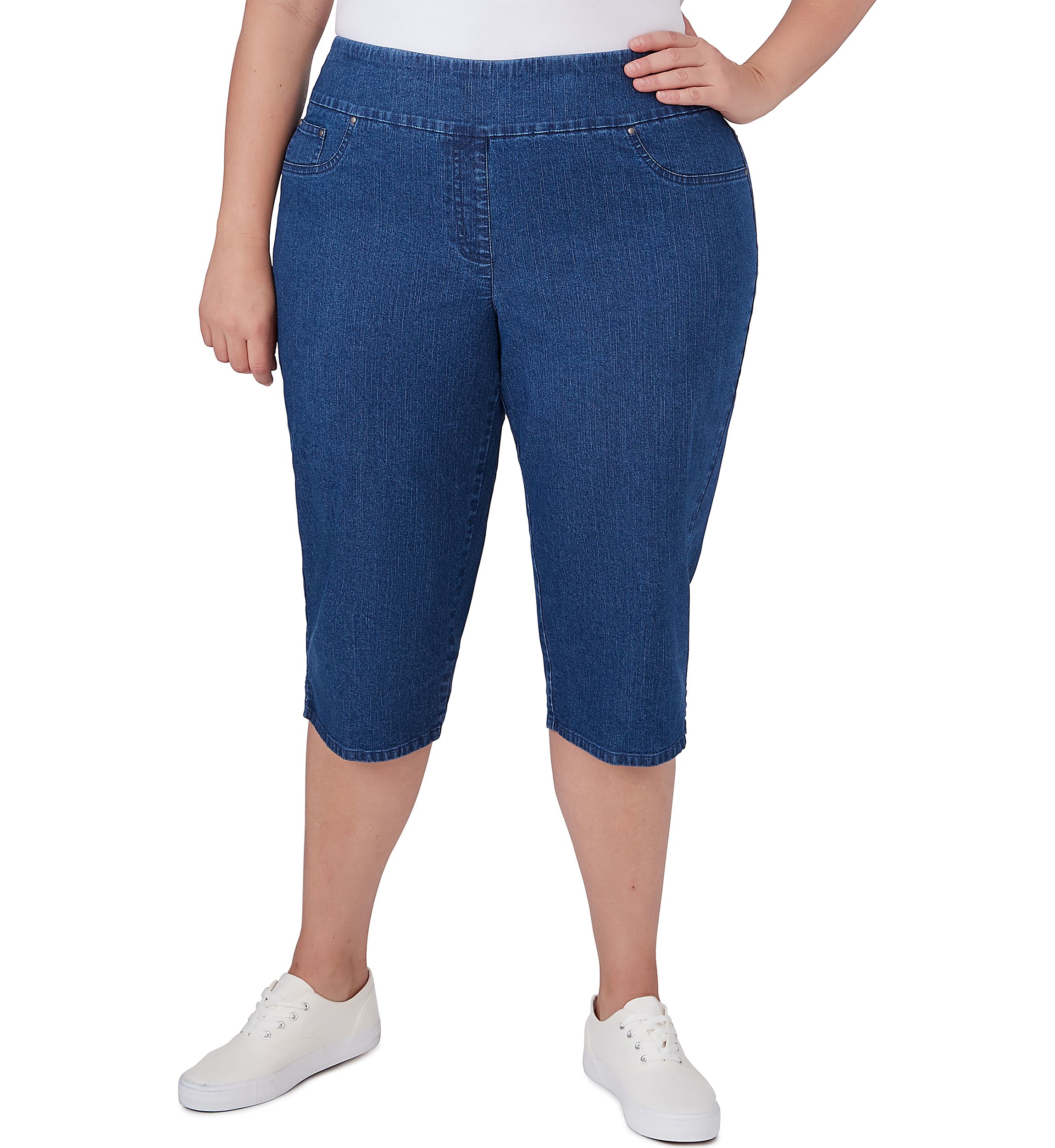 Plus Size Extra Stretch Denim Pull On Clamdigger Pants