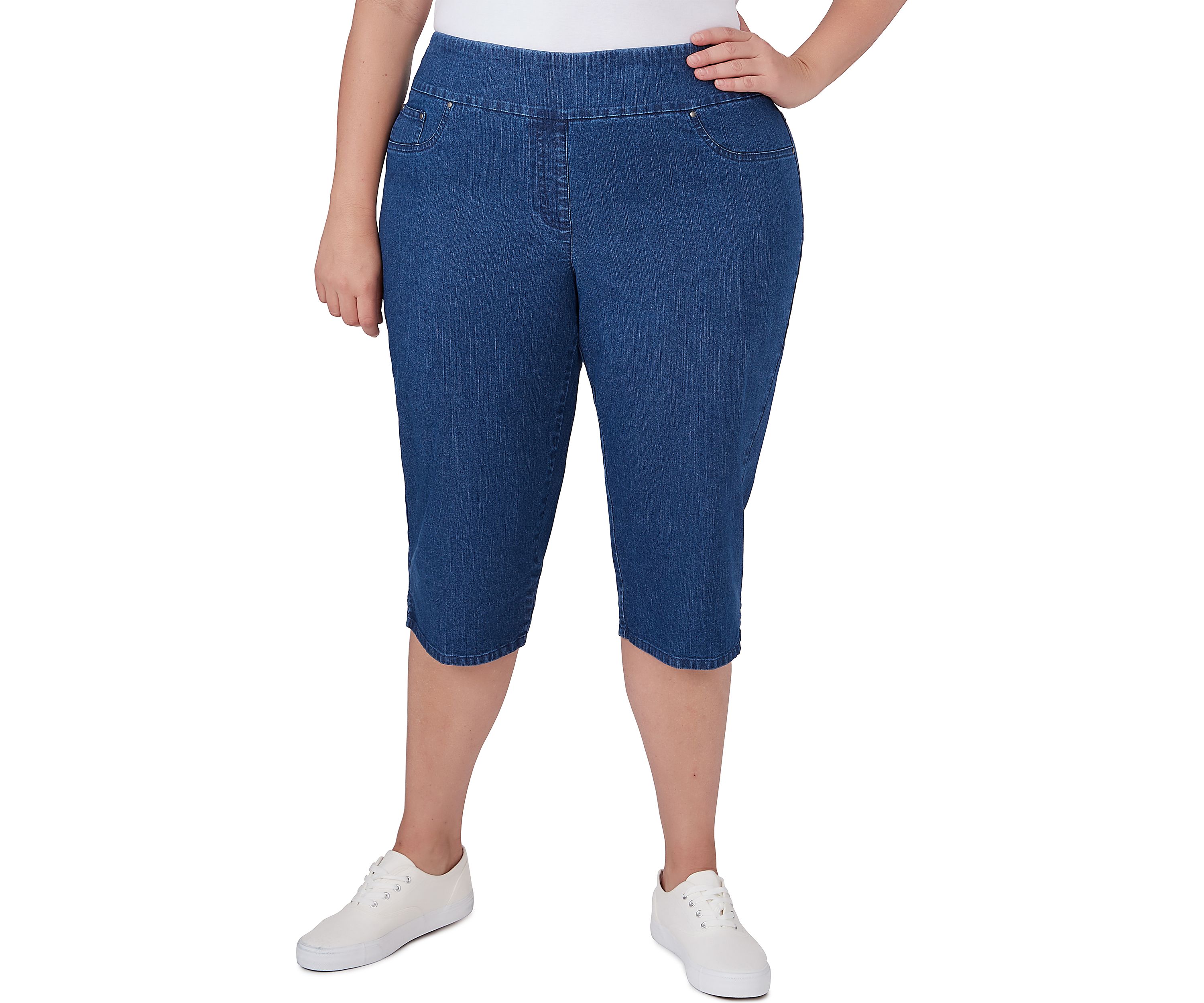 Plus Size Extra Stretch Denim Pull On Clamdigger Pants