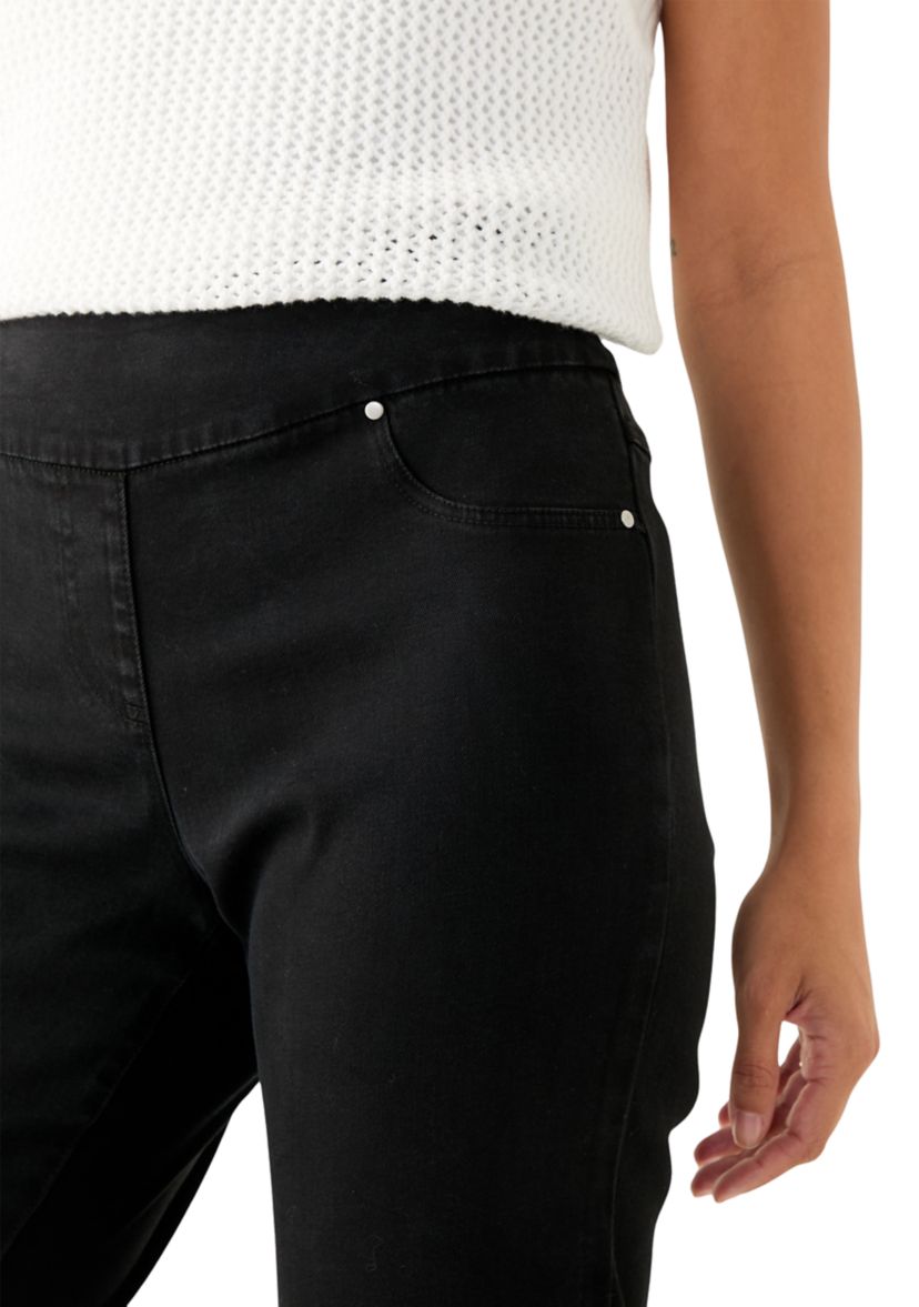 Petite Pull On Denim Pants with Fringe 
