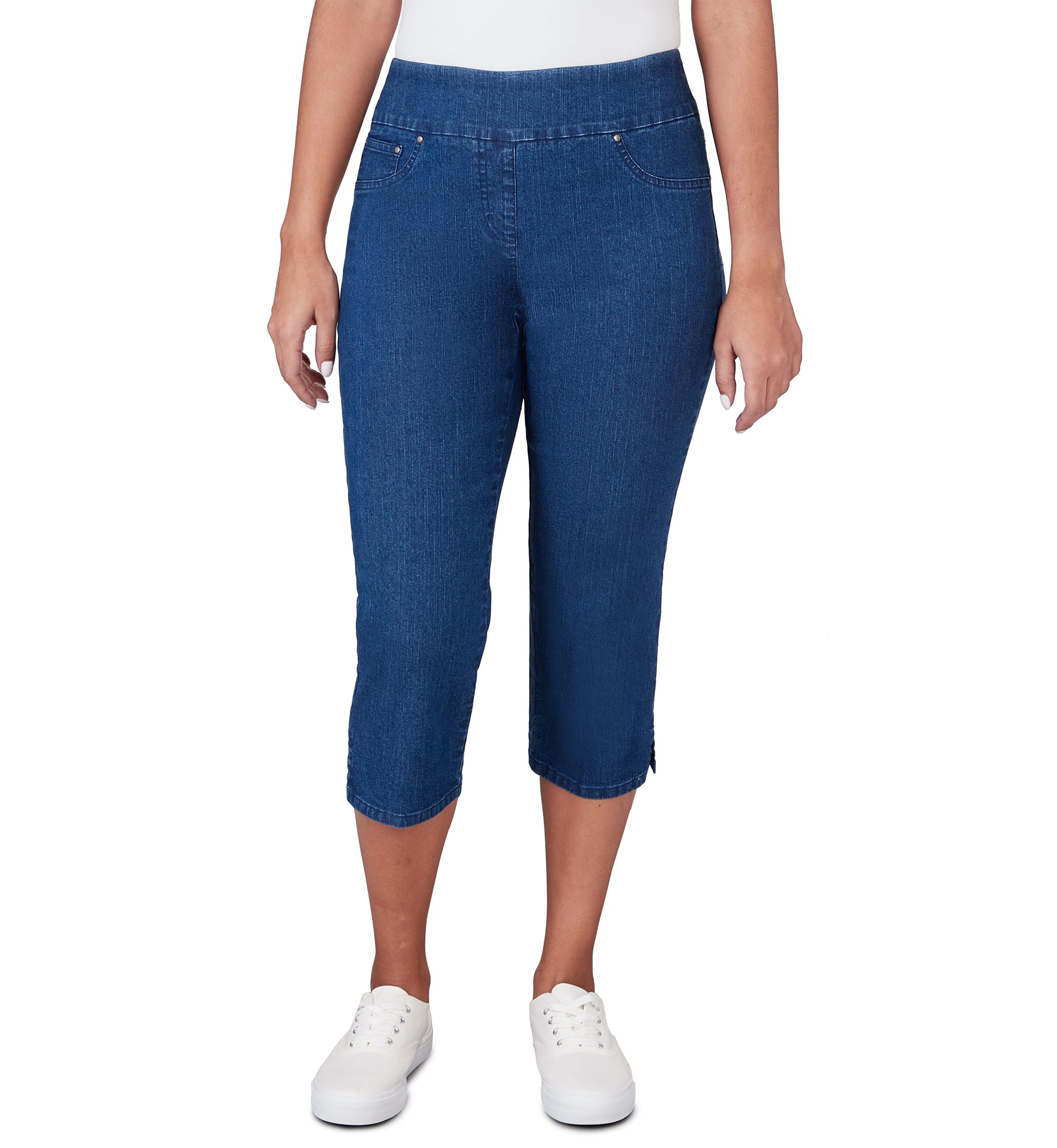 Petite Extra Stretch Denim Pull On Capri Pants 