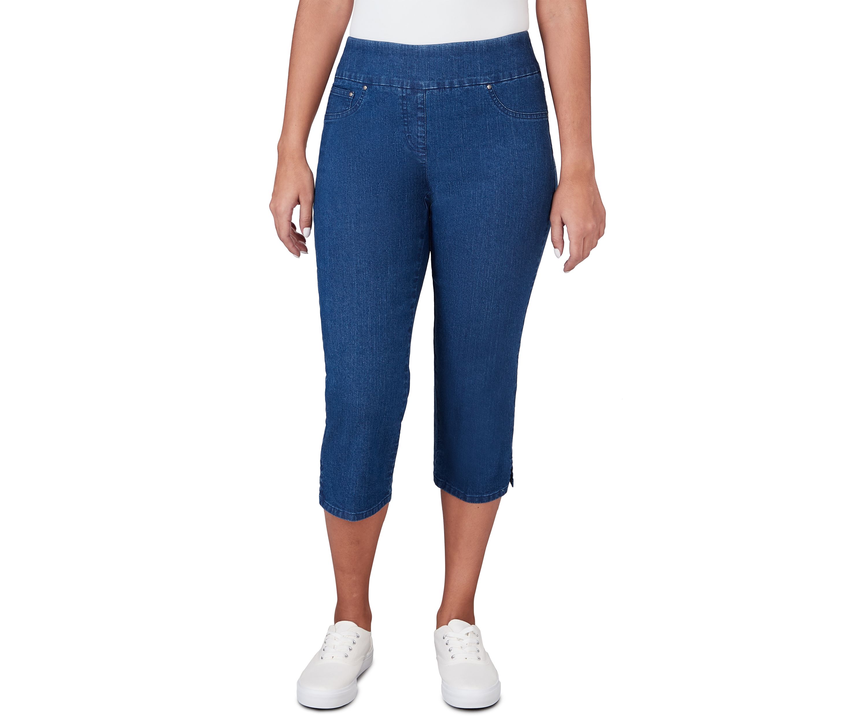 Petite Extra Stretch Denim Pull On Capri Pants 