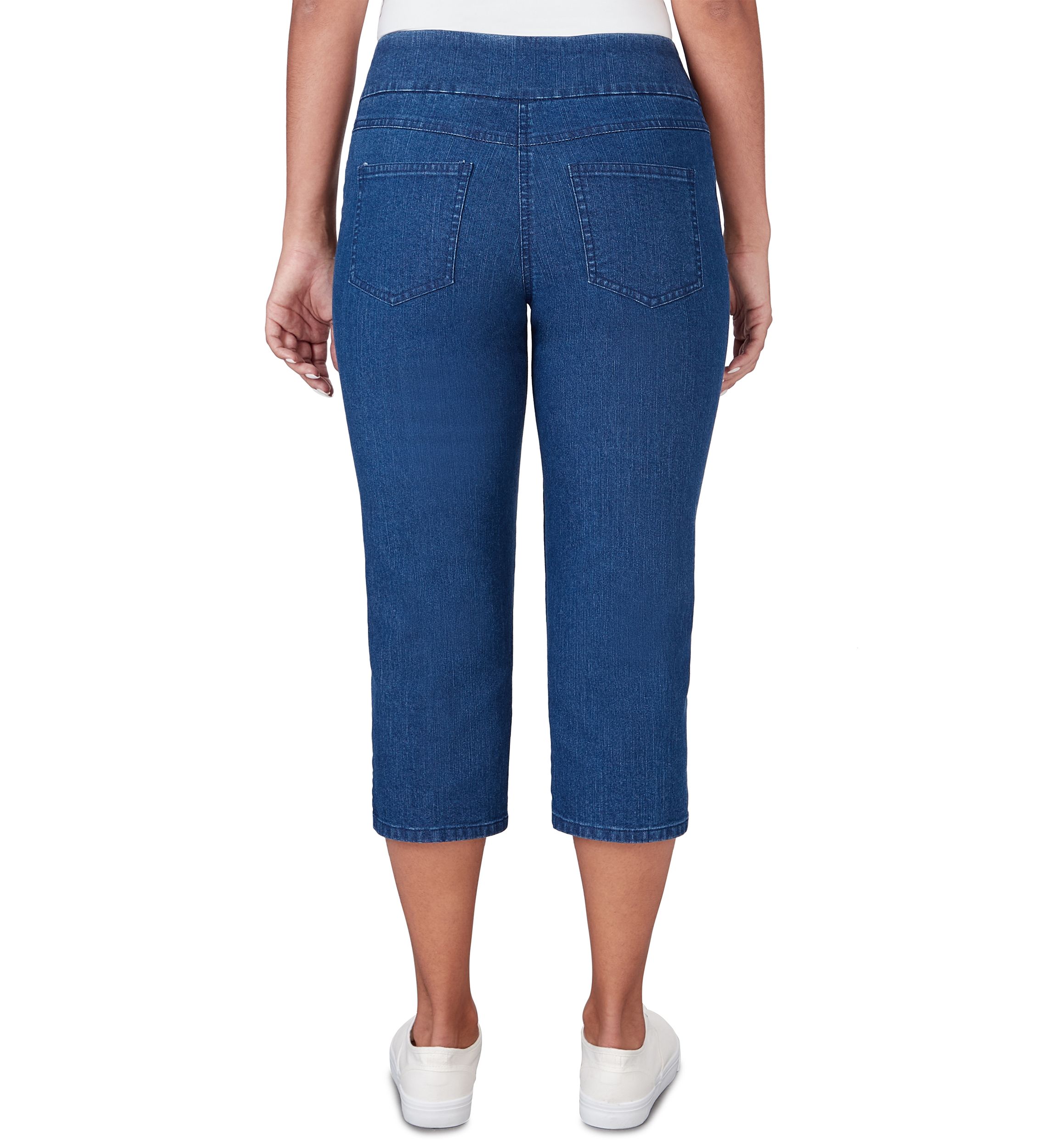 Petite Extra Stretch Denim Pull On Capri Pants 
