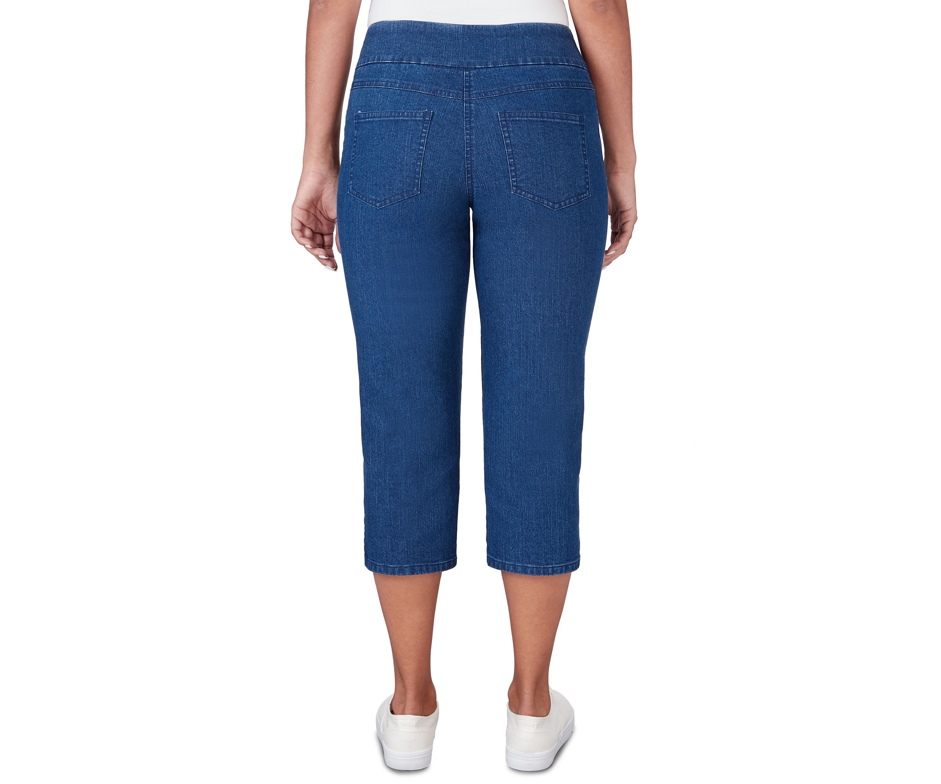 Petite Extra Stretch Denim Pull On Capri Pants 