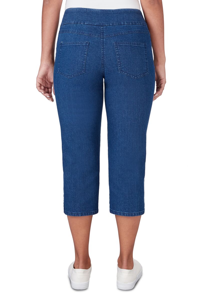 Petite Extra Stretch Denim Pull On Capri Pants 