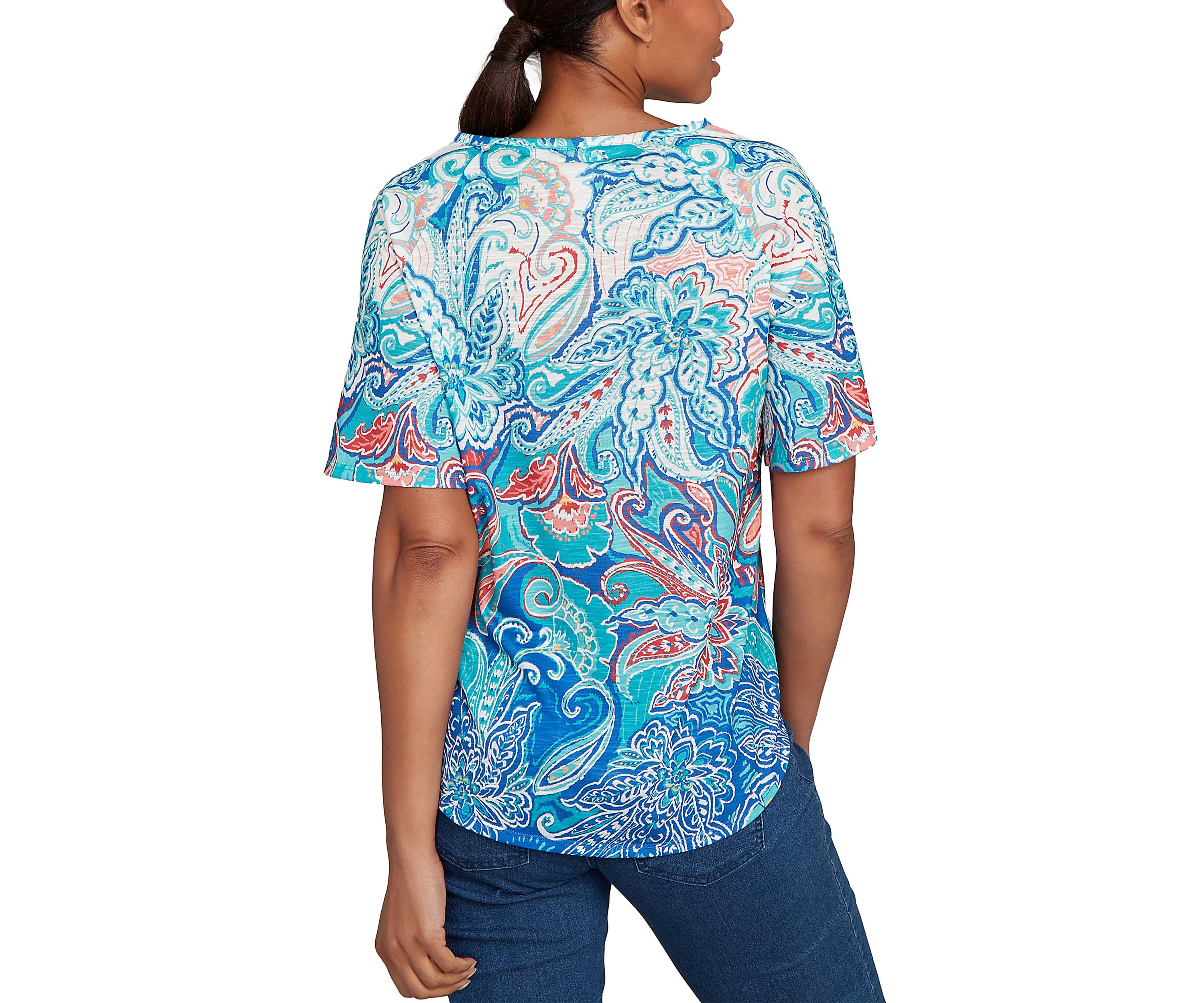 Petite Embellished Layered Paisley T-Shirt