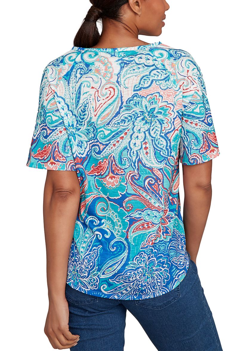 Petite Embellished Layered Paisley T-Shirt