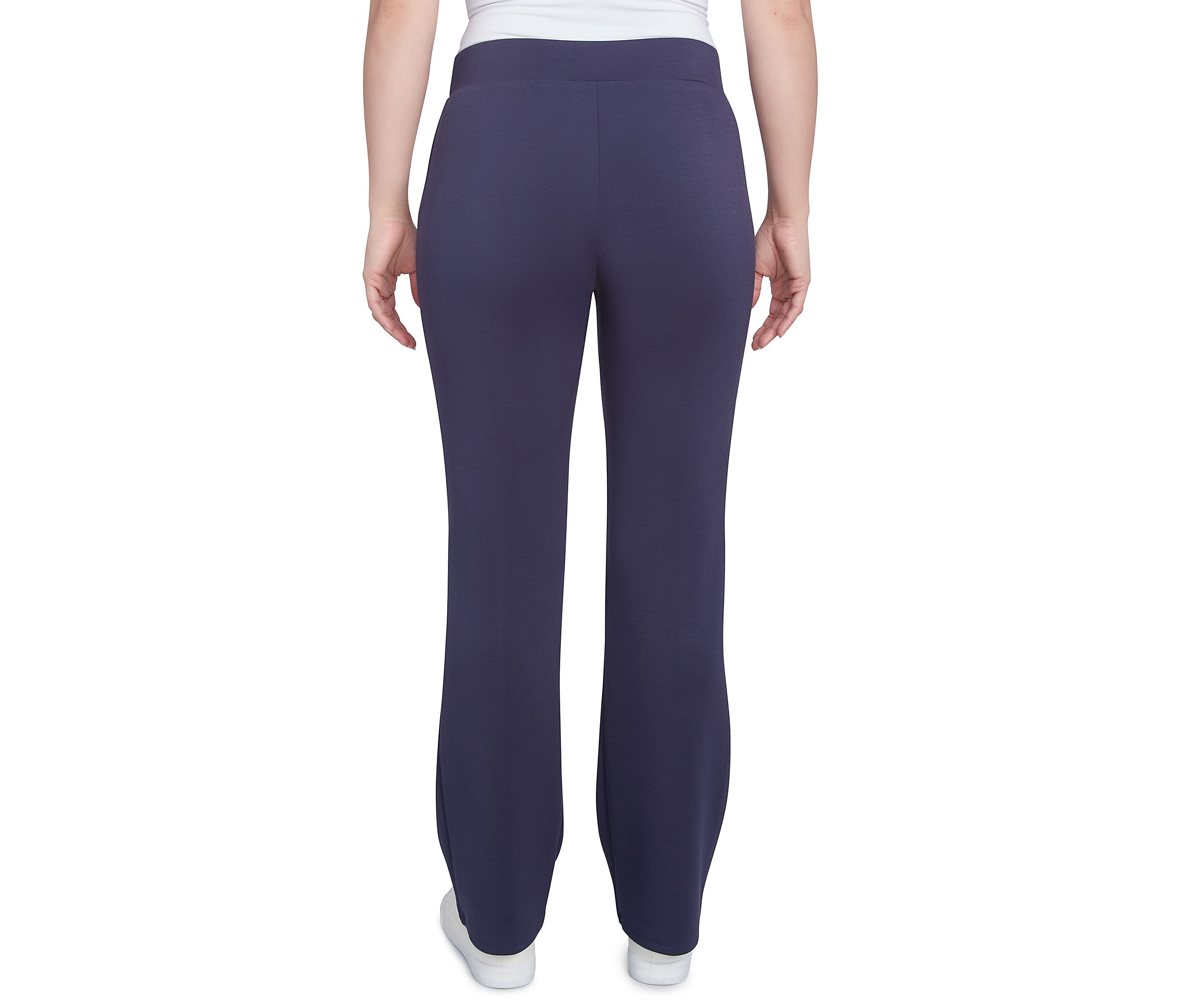 Womens Solid Scuba Knit Pleated Pants