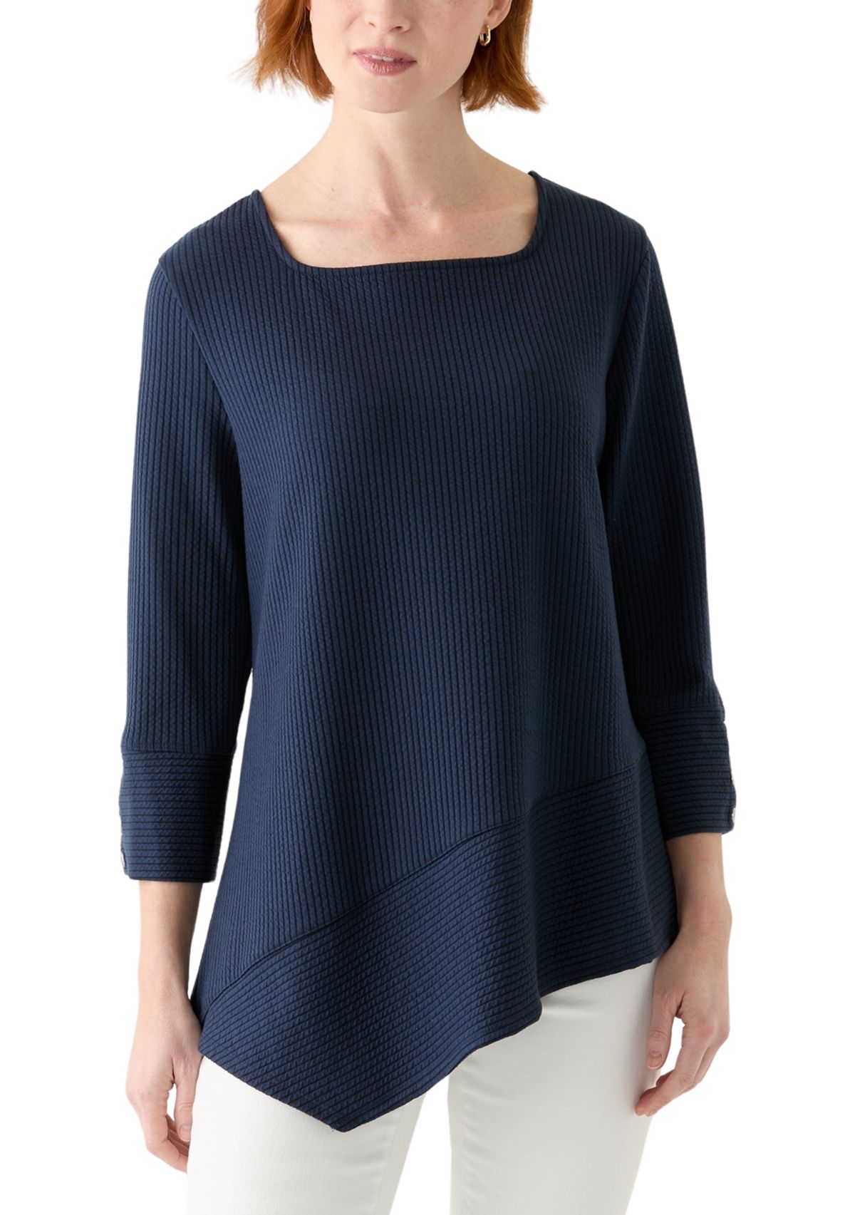 Womens Cable Stripe Ottoman Top