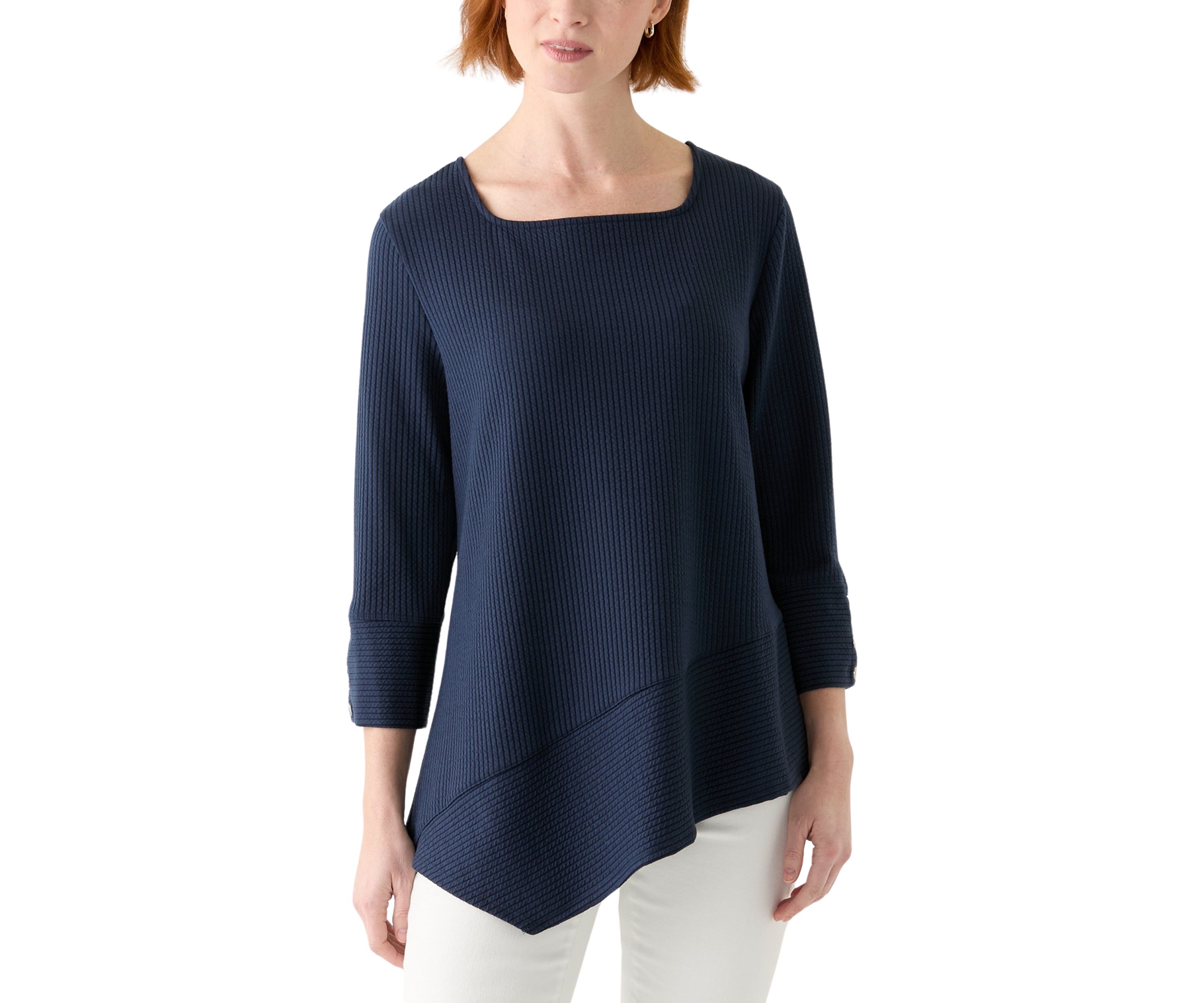 Womens Cable Stripe Ottoman Top