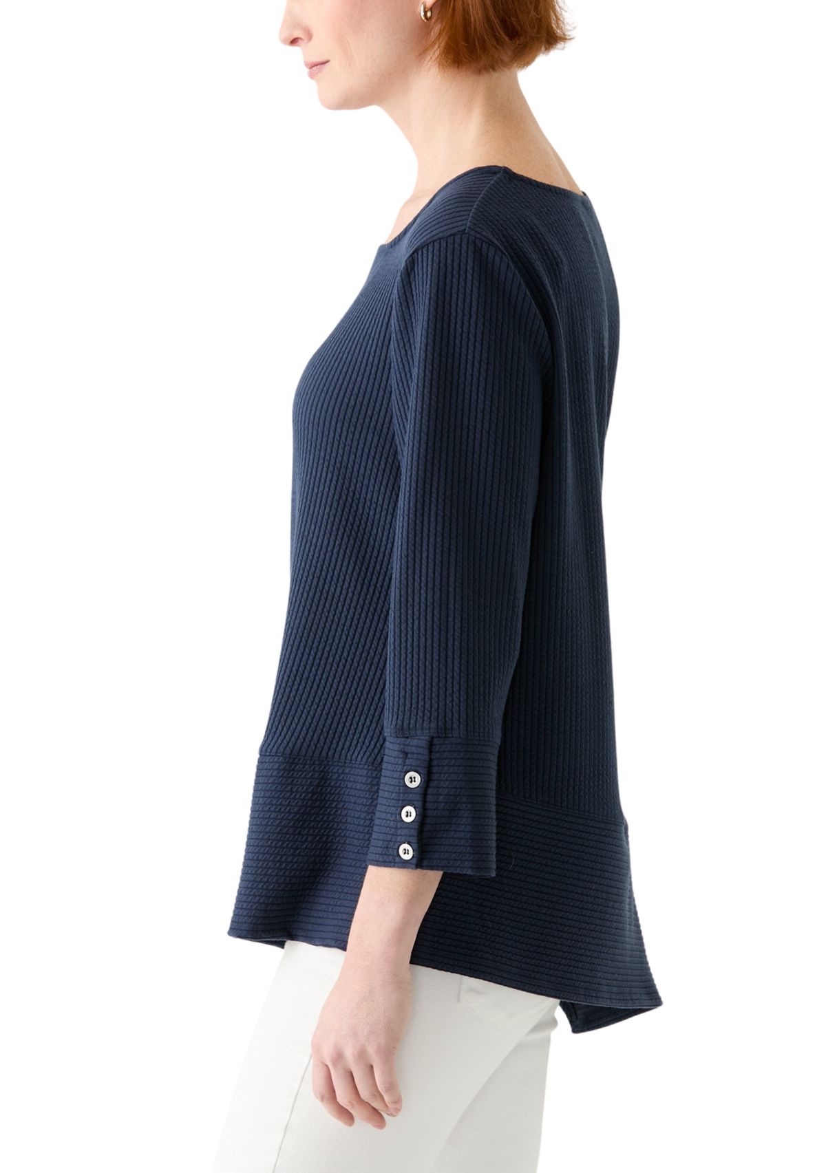 Womens Cable Stripe Ottoman Top