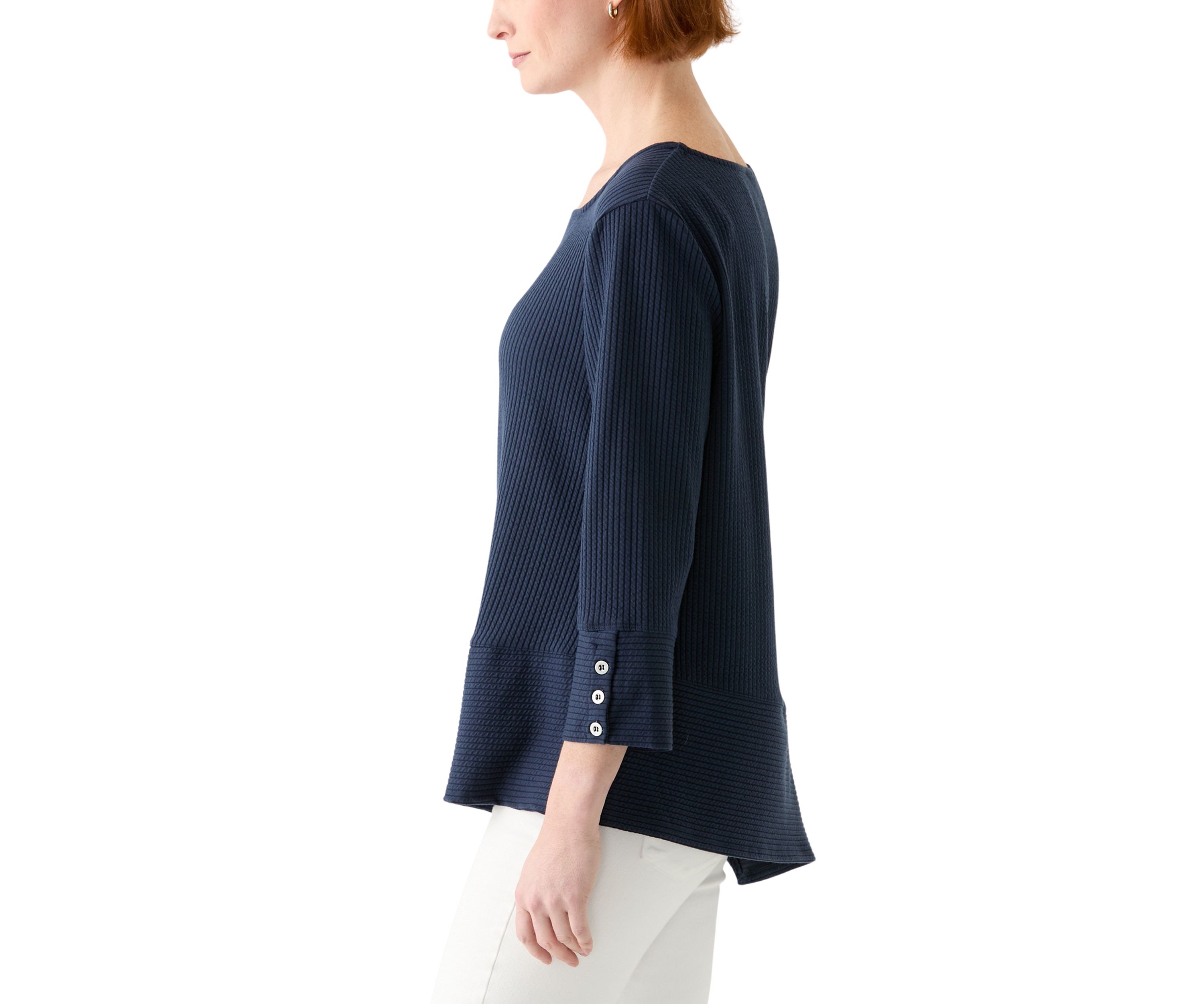 Womens Cable Stripe Ottoman Top