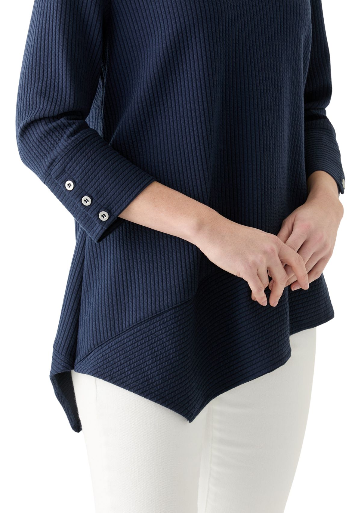 Womens Cable Stripe Ottoman Top