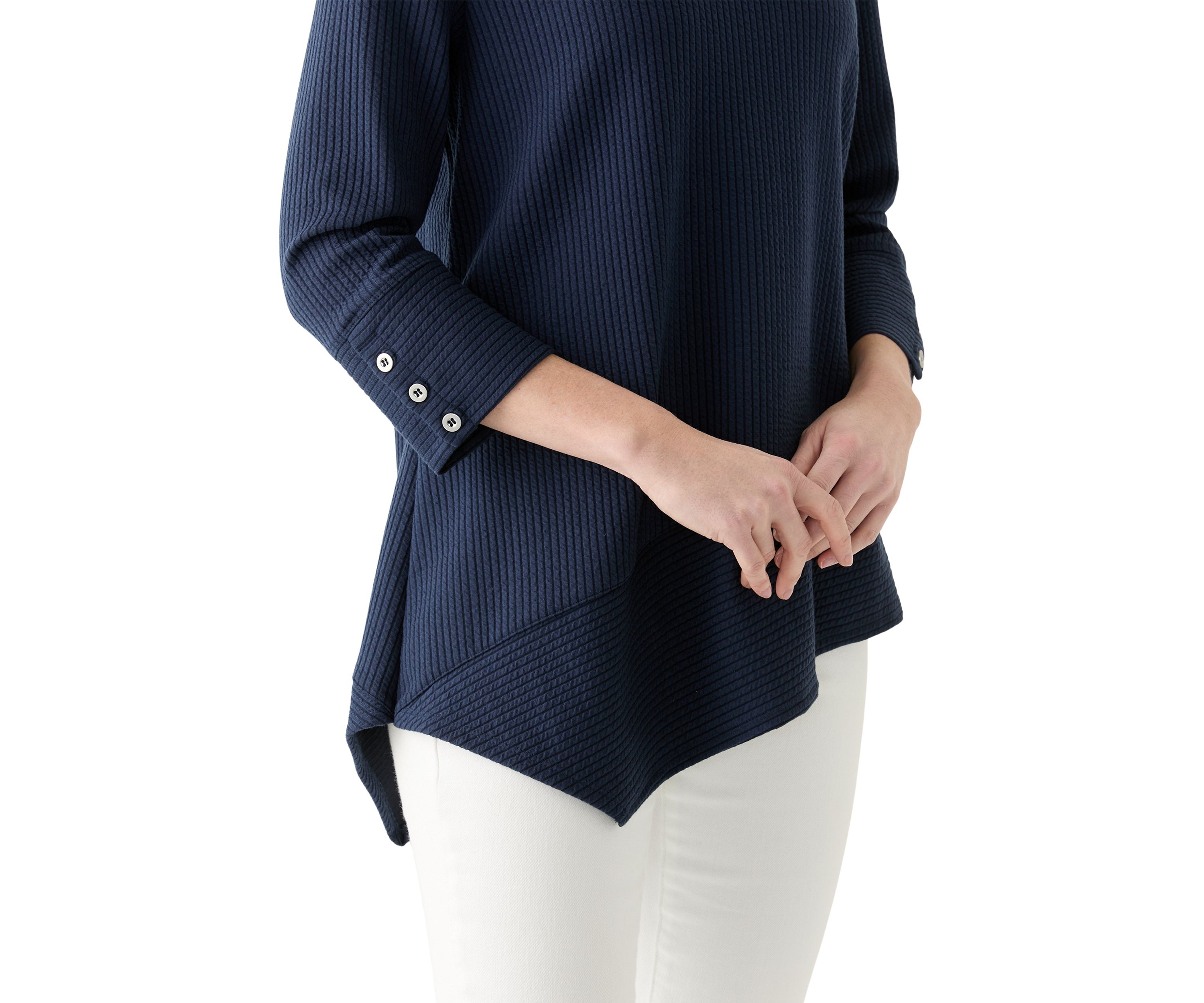 Womens Cable Stripe Ottoman Top