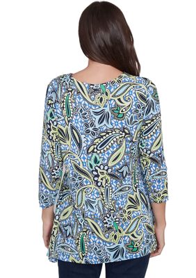 Ruby Rd Women's Bali Ikat Paisley Lace Neck Top | belk