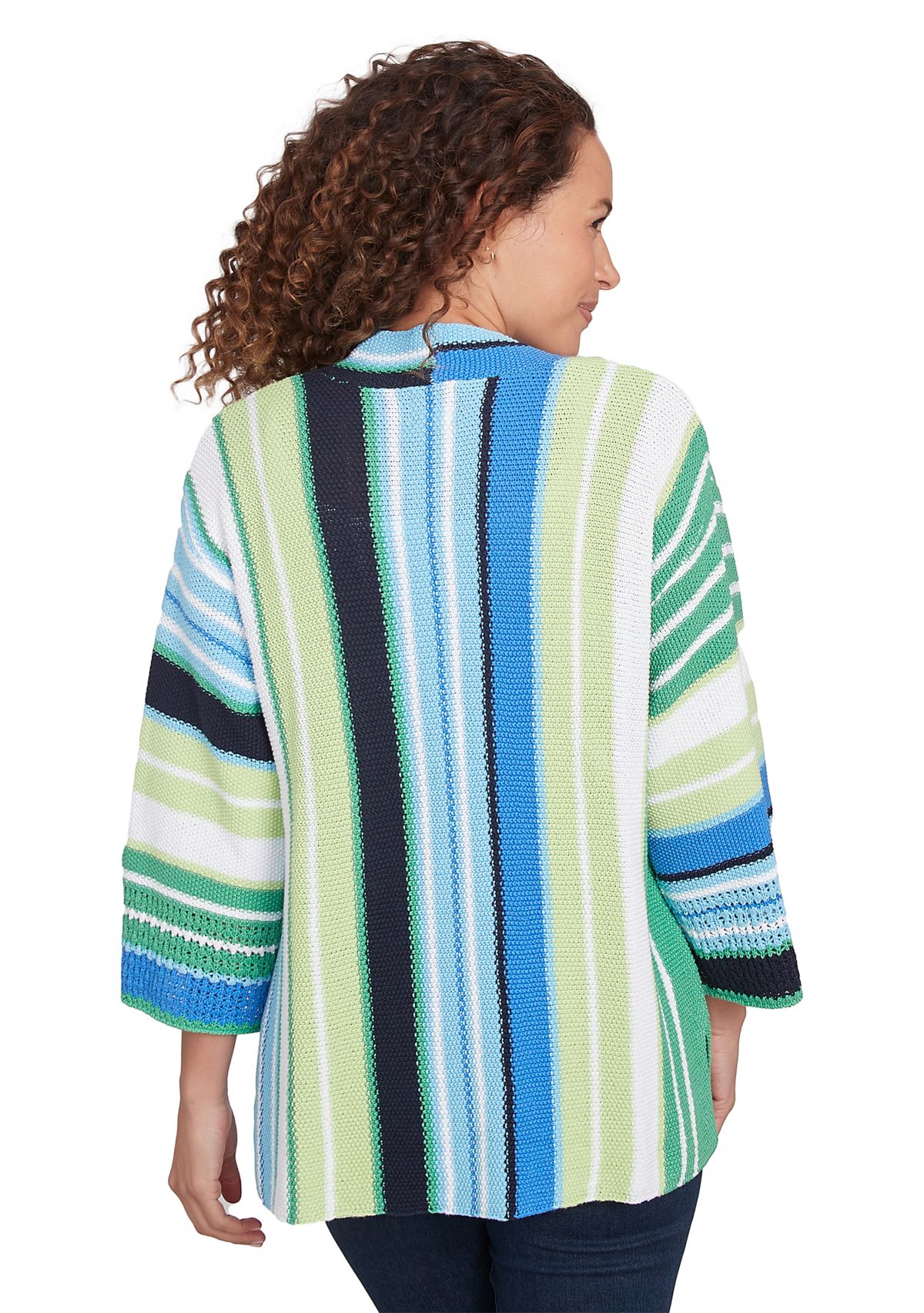 Ruby Rd Women's Open Front Chunky Knit Striped Cardigan | Belk