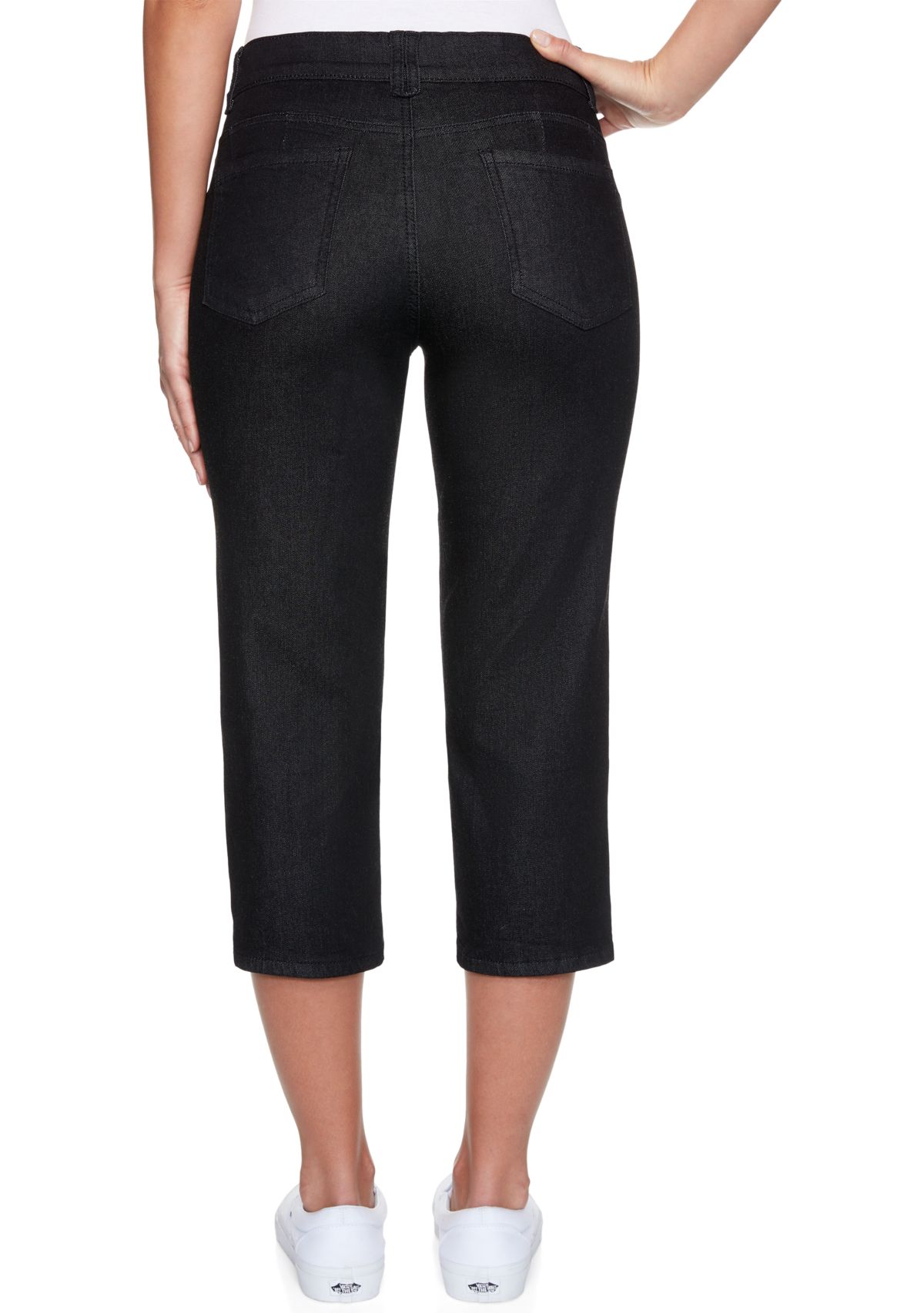 Womens Key Items Elastic Waistband Ultra Comfortable Denim Capris