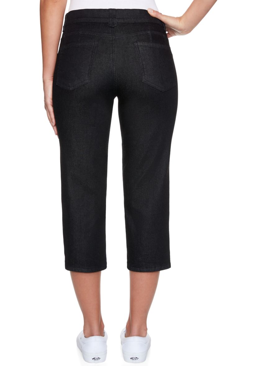 Womens Key Items Elastic Waistband Ultra Comfortable Denim Capris