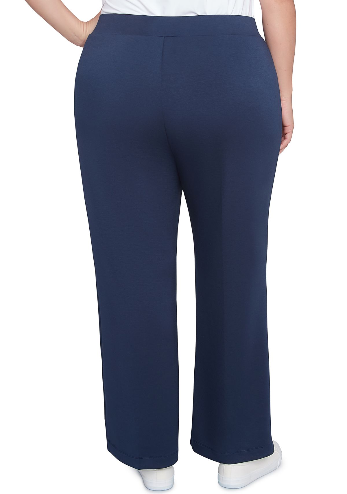 Plus Size Solid Scuba Knit Pleated Pants
