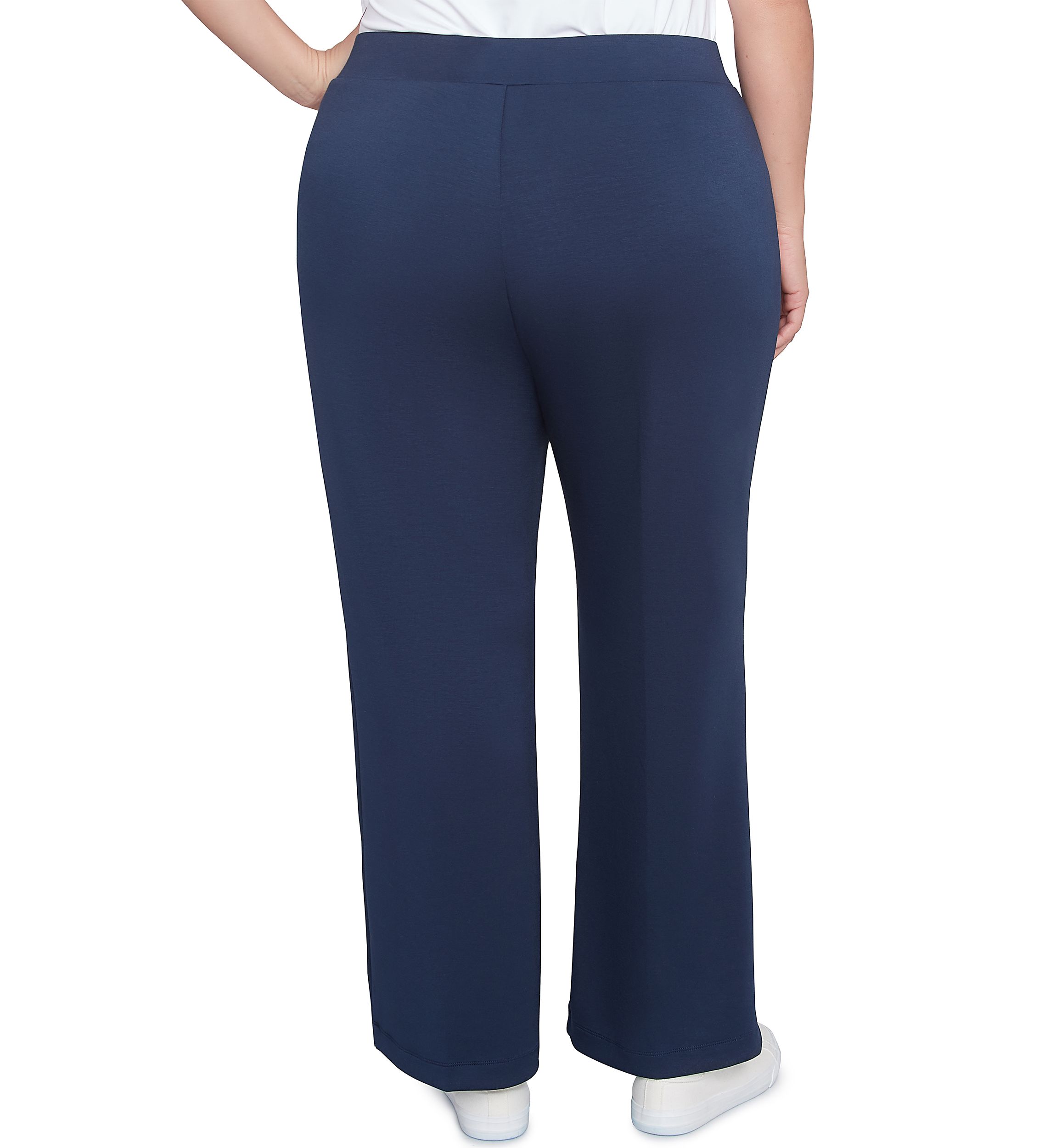 Plus Size Solid Scuba Knit Pleated Pants