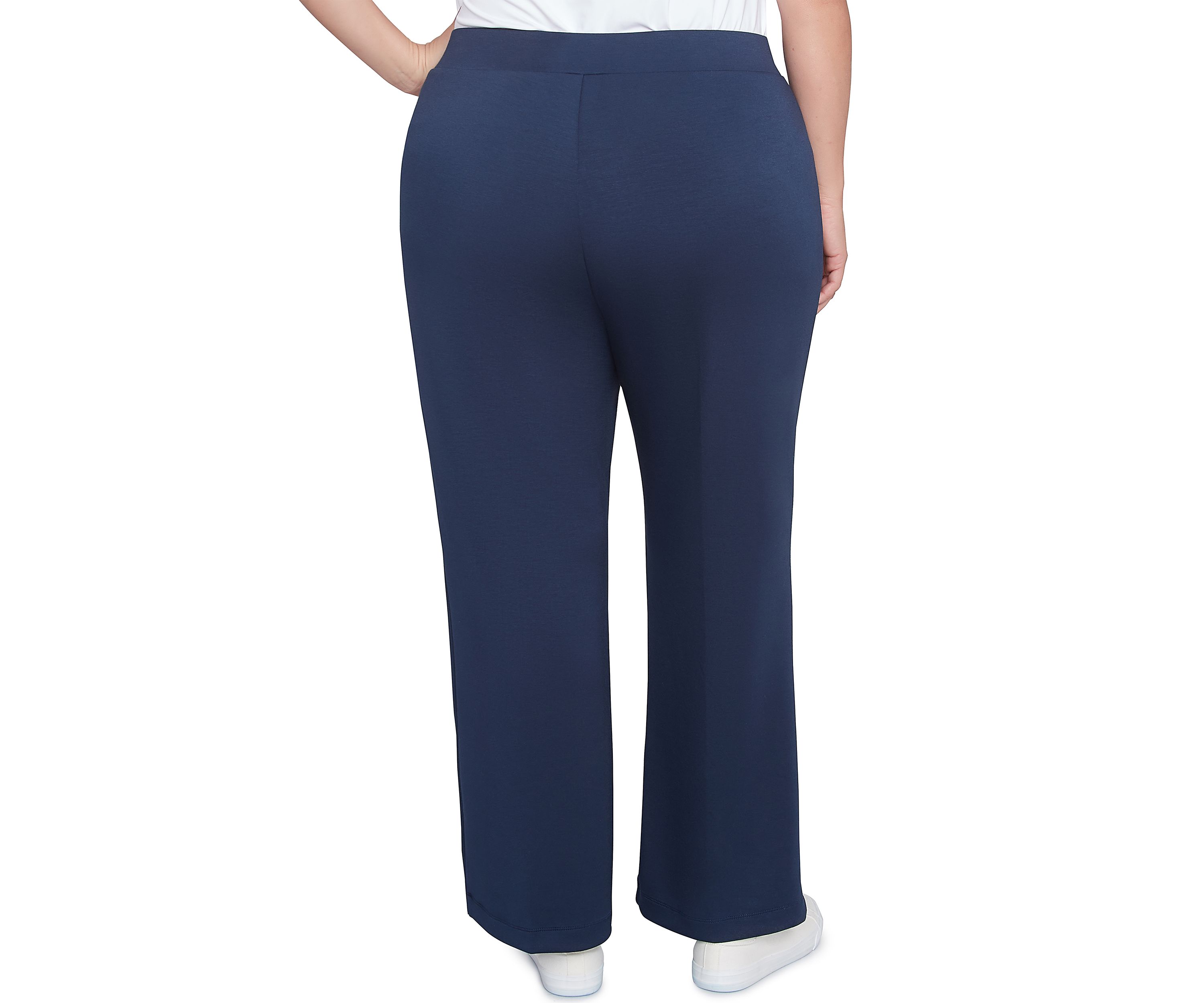 Plus Size Solid Scuba Knit Pleated Pants
