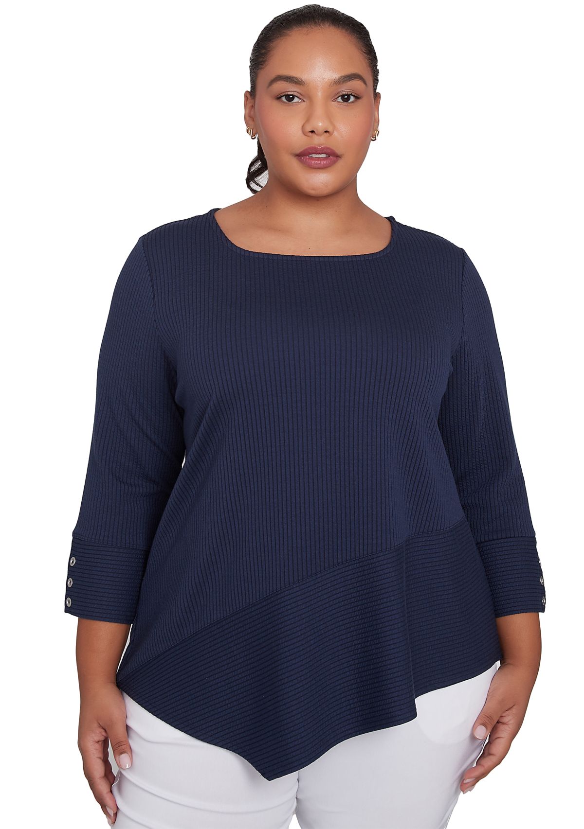 Plus Size Cable Stripe Ottoman Top