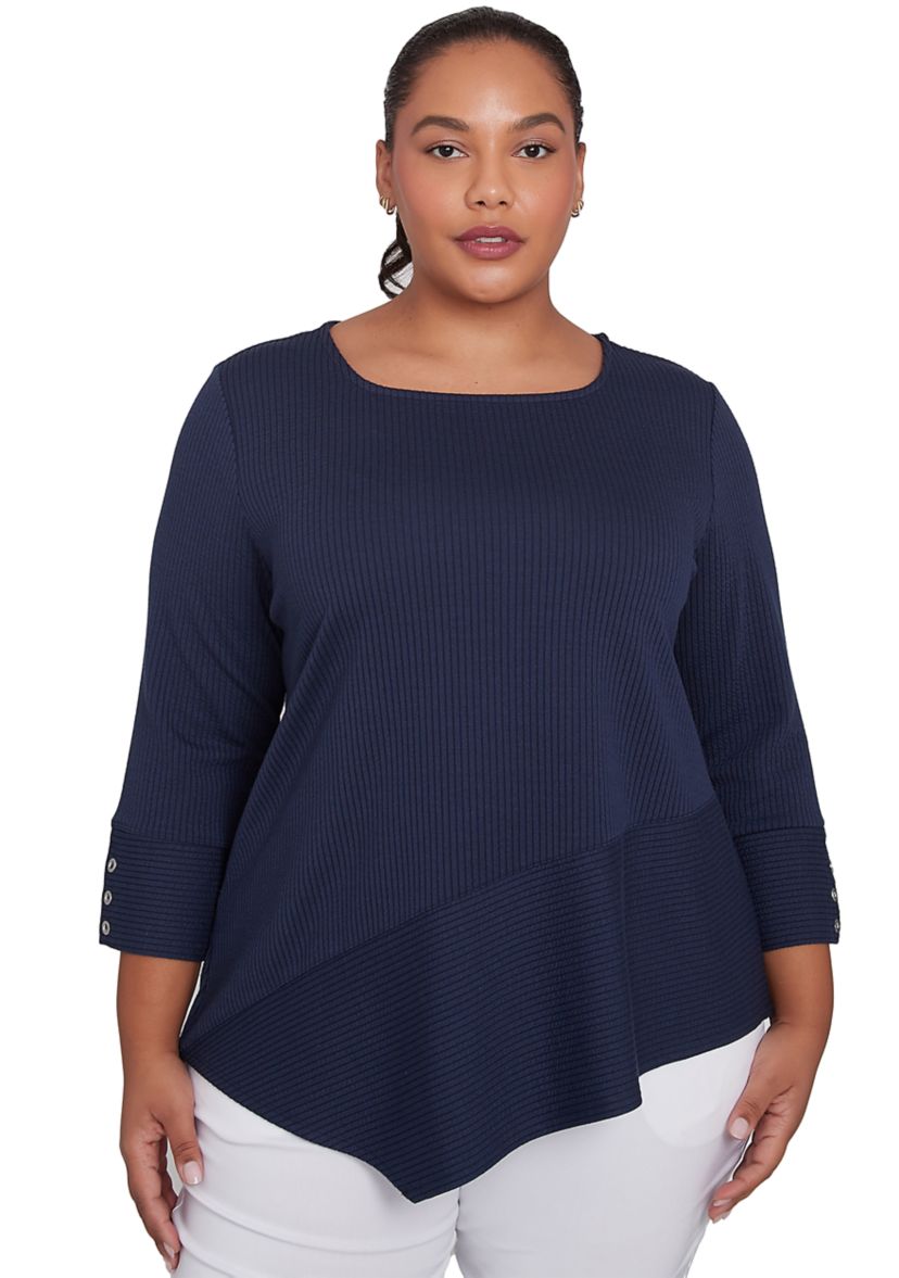 Plus Size Cable Stripe Ottoman Top
