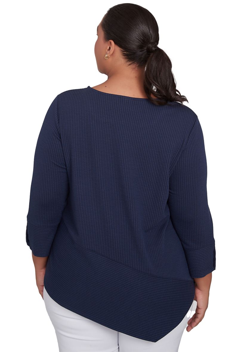 Plus Size Cable Stripe Ottoman Top