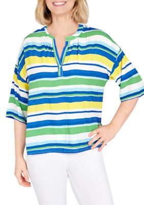 Paradise Palms Silky Fuji Stripe Top