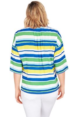 Paradise Palms Silky Fuji Stripe Top