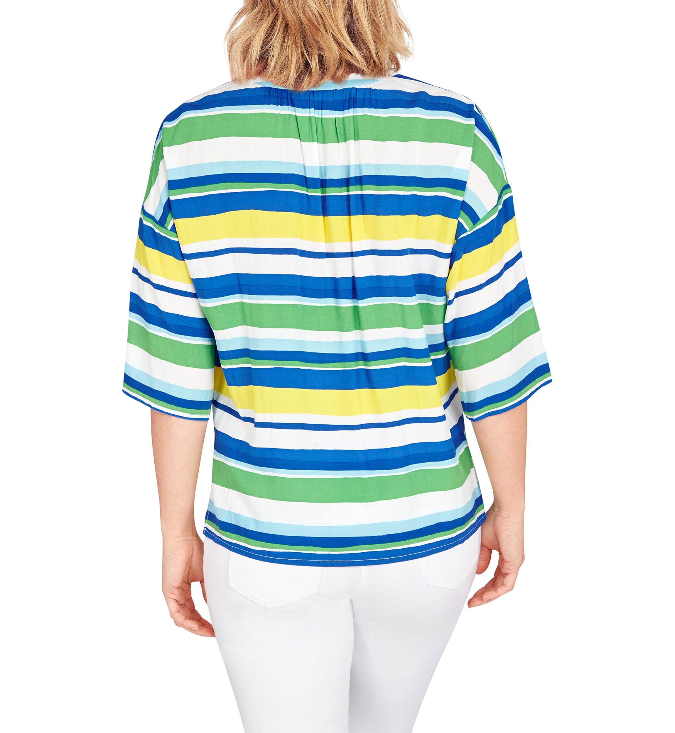 Petite Paradise Palms Silky Fuji Stripe Top