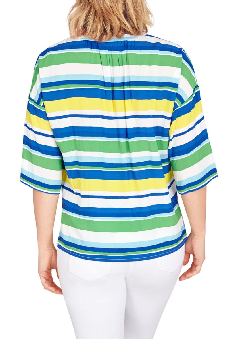 Petite Paradise Palms Silky Fuji Stripe Top