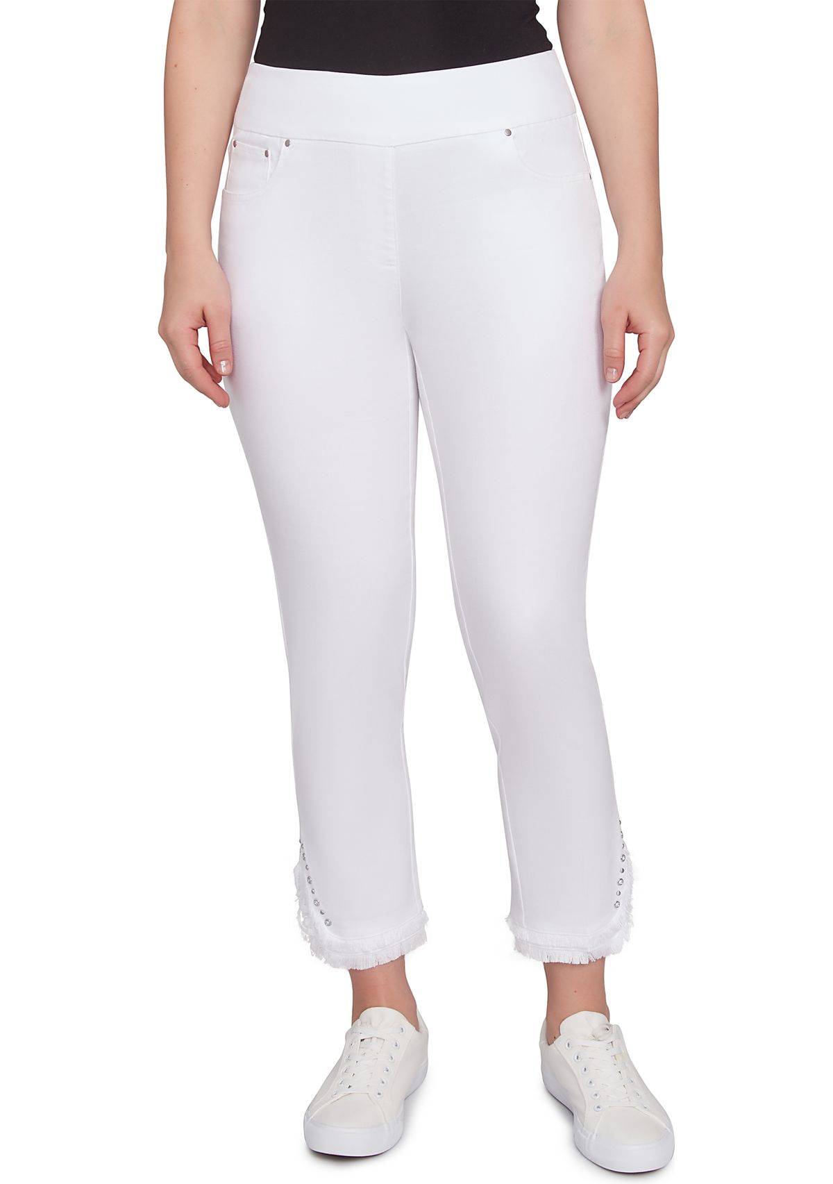 Womens Luxury Pull-On White Denim Jeans