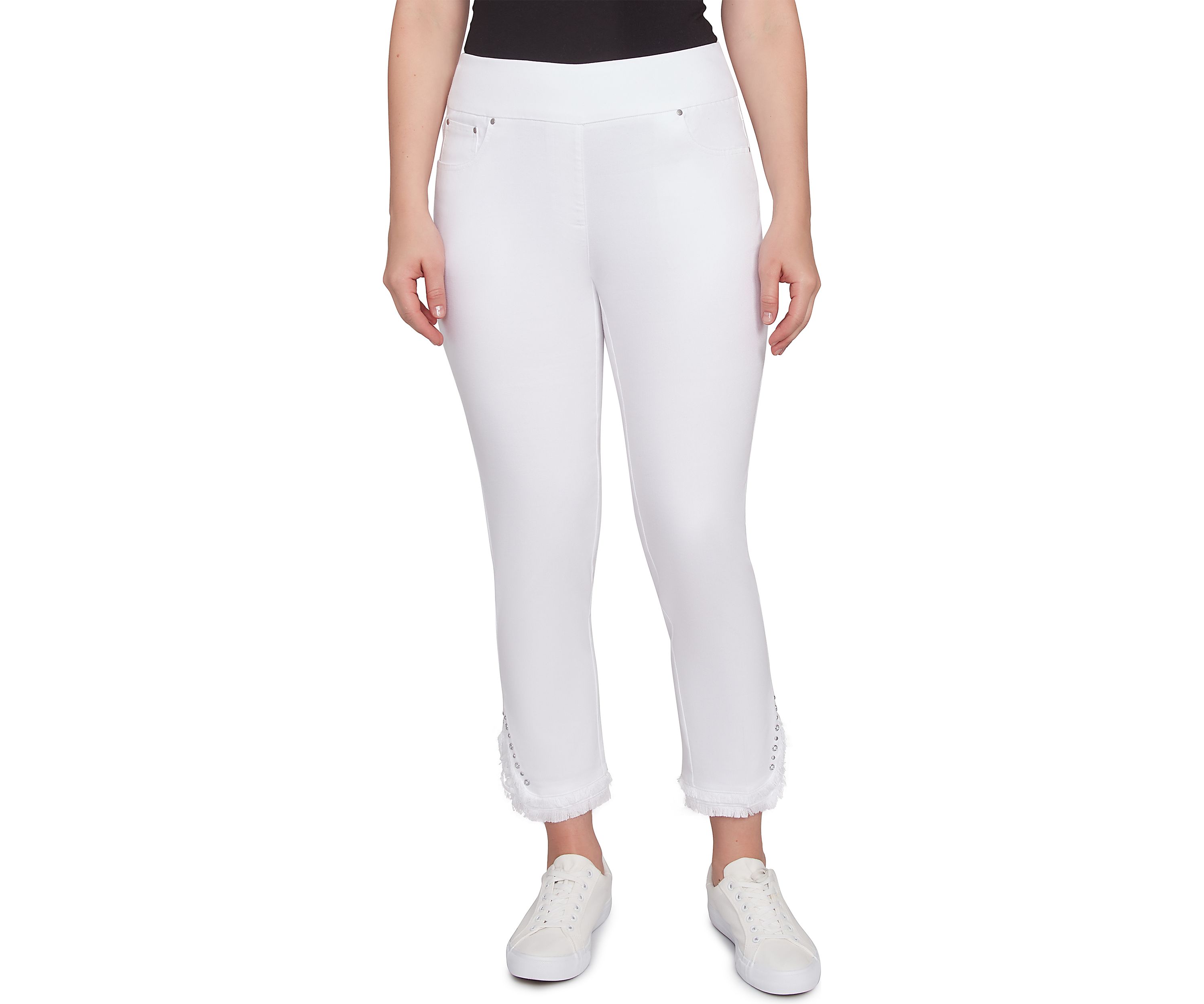 Womens Luxury Pull-On White Denim Jeans