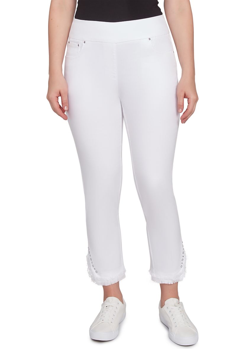 Womens Luxury Pull-On White Denim Jeans