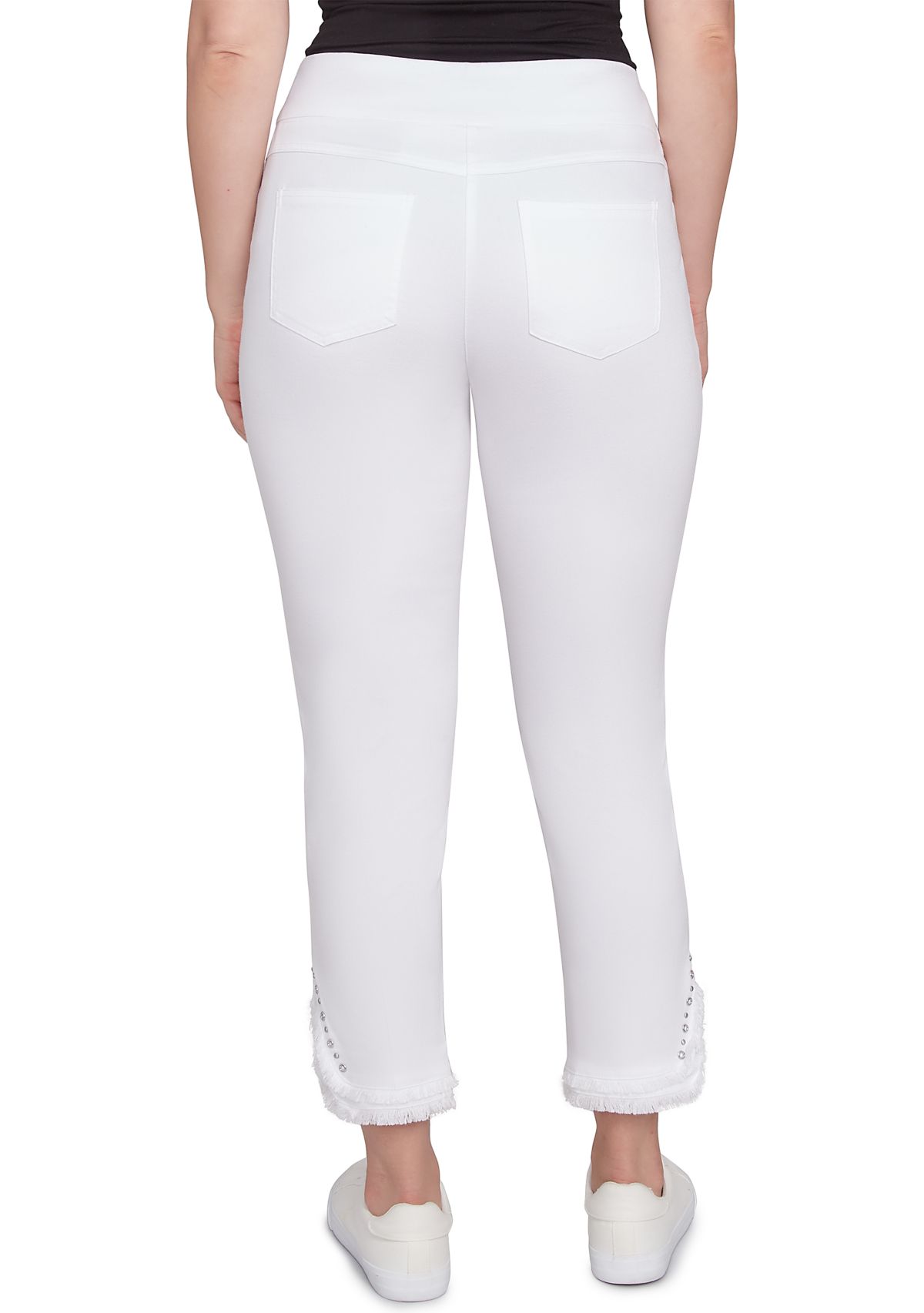 Womens Luxury Pull-On White Denim Jeans
