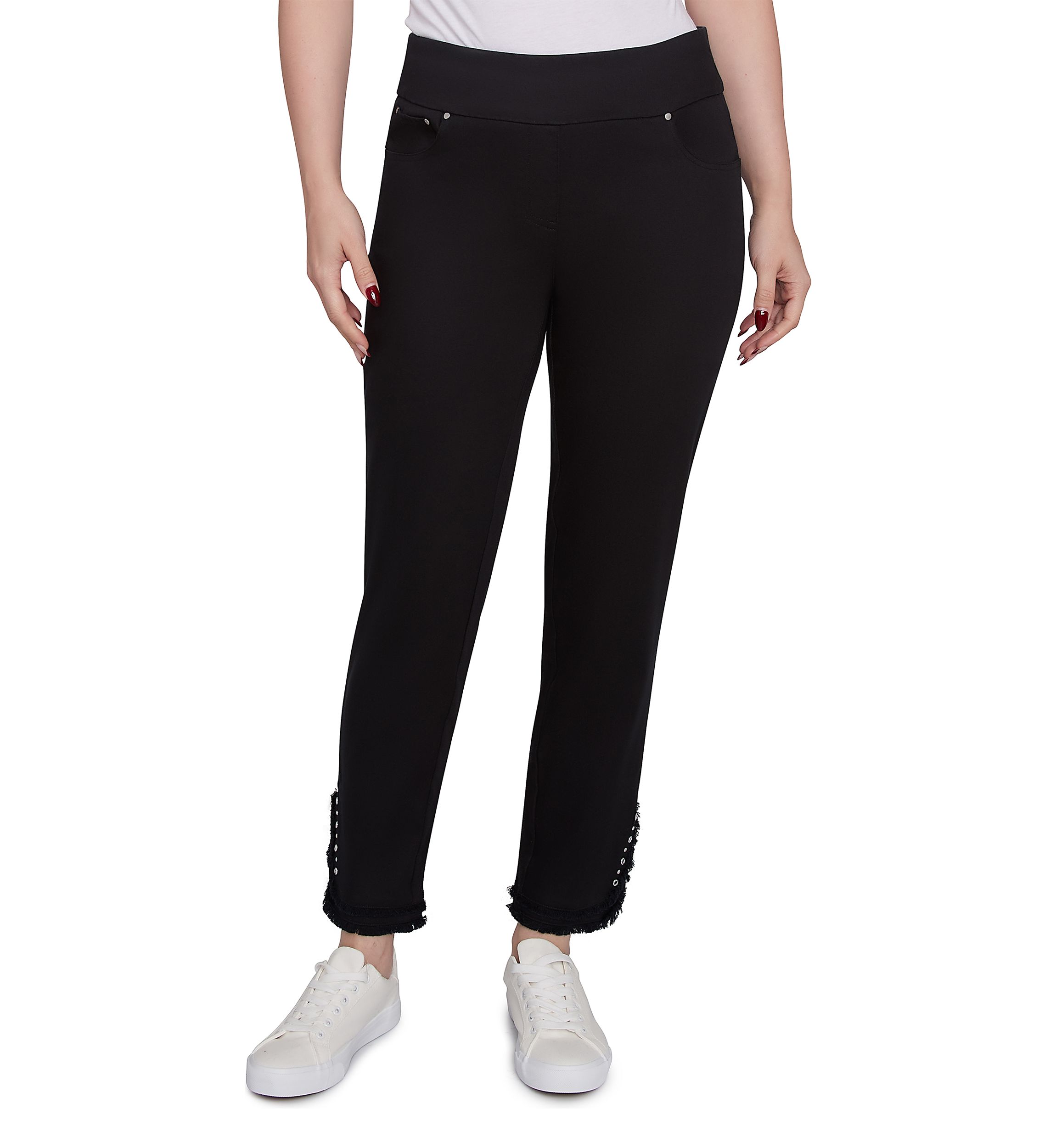 Womens Luxury Pull-On Black Denim Jeans