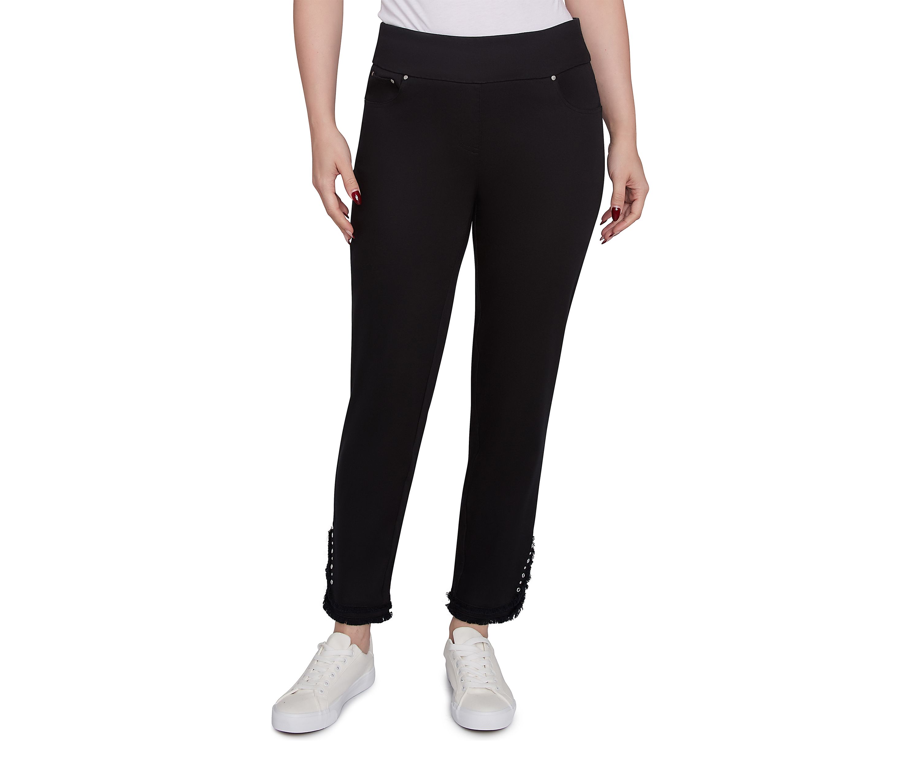 Womens Luxury Pull-On Black Denim Jeans