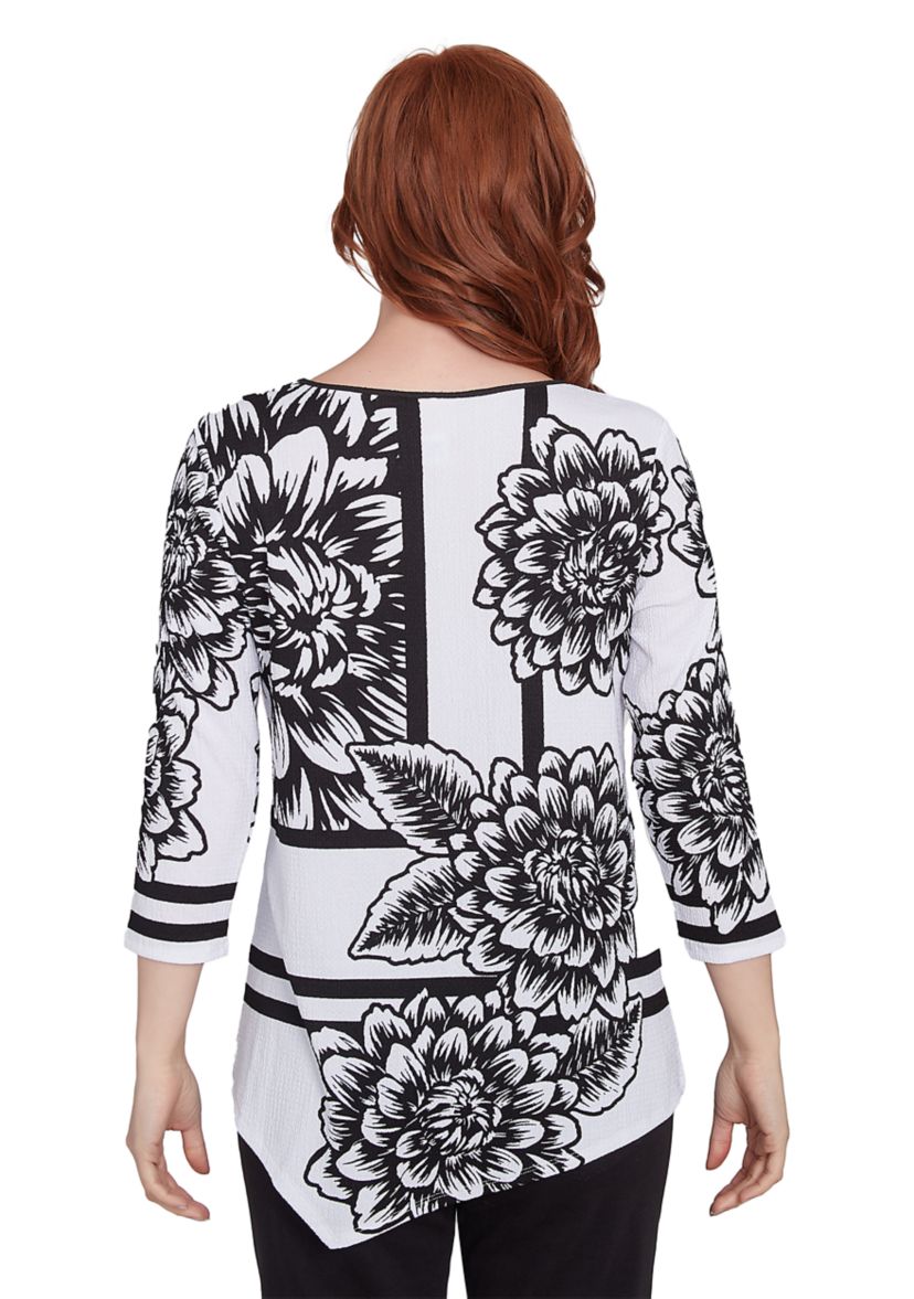 Womens Spliced Floral Abstract Top