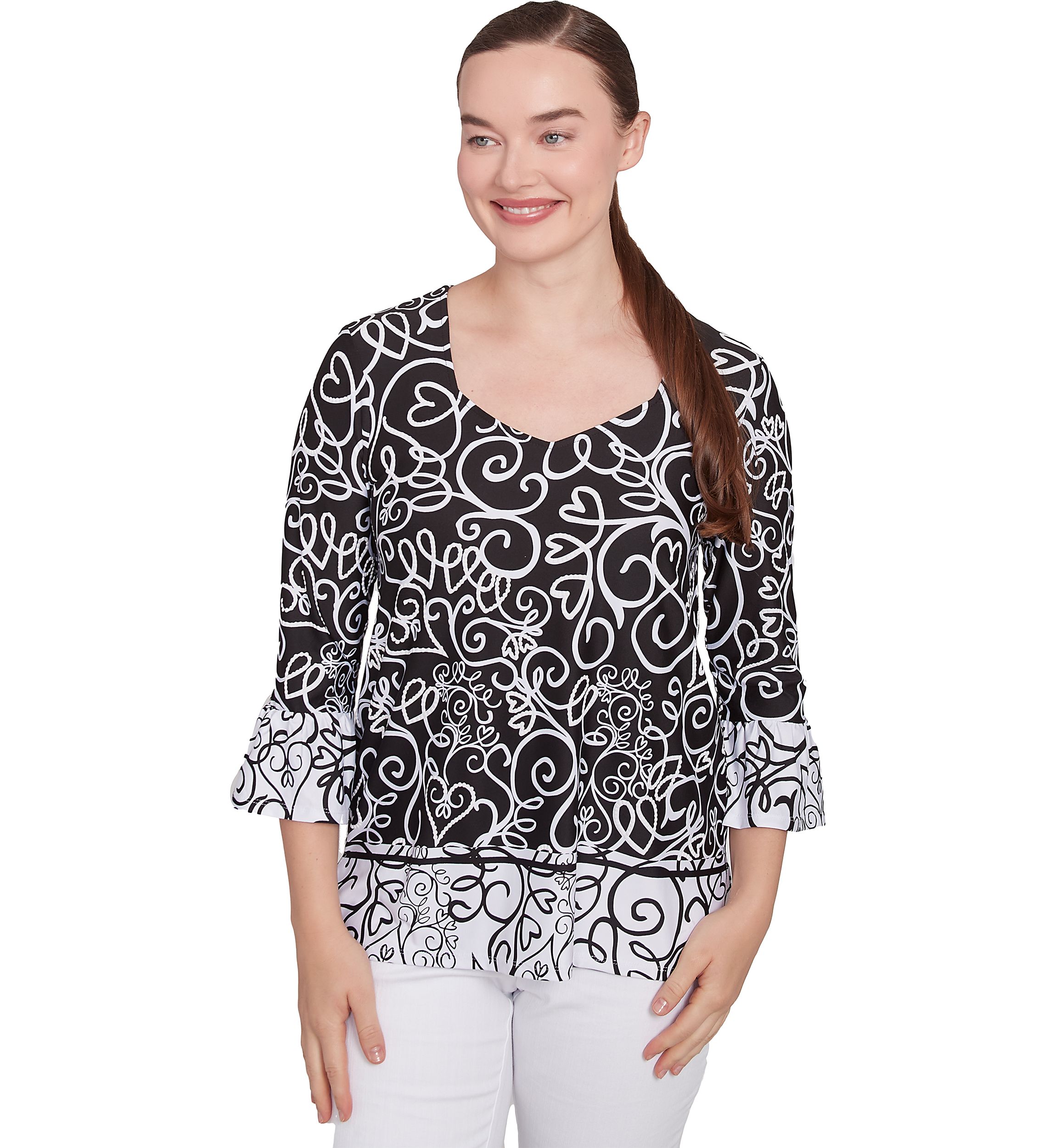 Womens Whirlwind Heart Puff Print Top